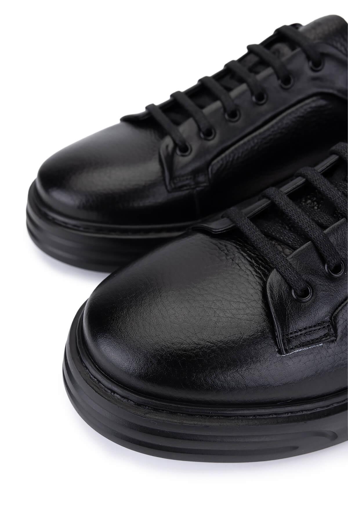 Tamer Tanca Erkek Hakiki Deri Siyah Sneakers & Spor Ayakkabı