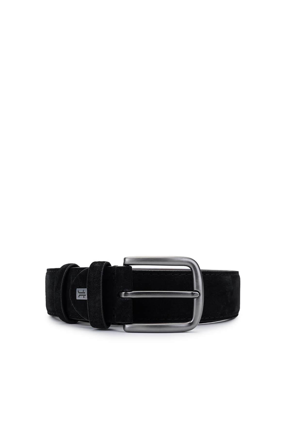 Tamer Tanca Erkek Hakiki Deri Siyah Süet Spor Kemer