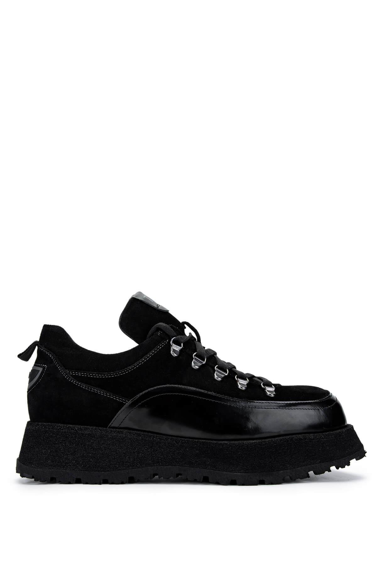 Tamer Tanca Erkek Hakiki Deri Siyah Süet Sneakers & Spor Ayakkabı