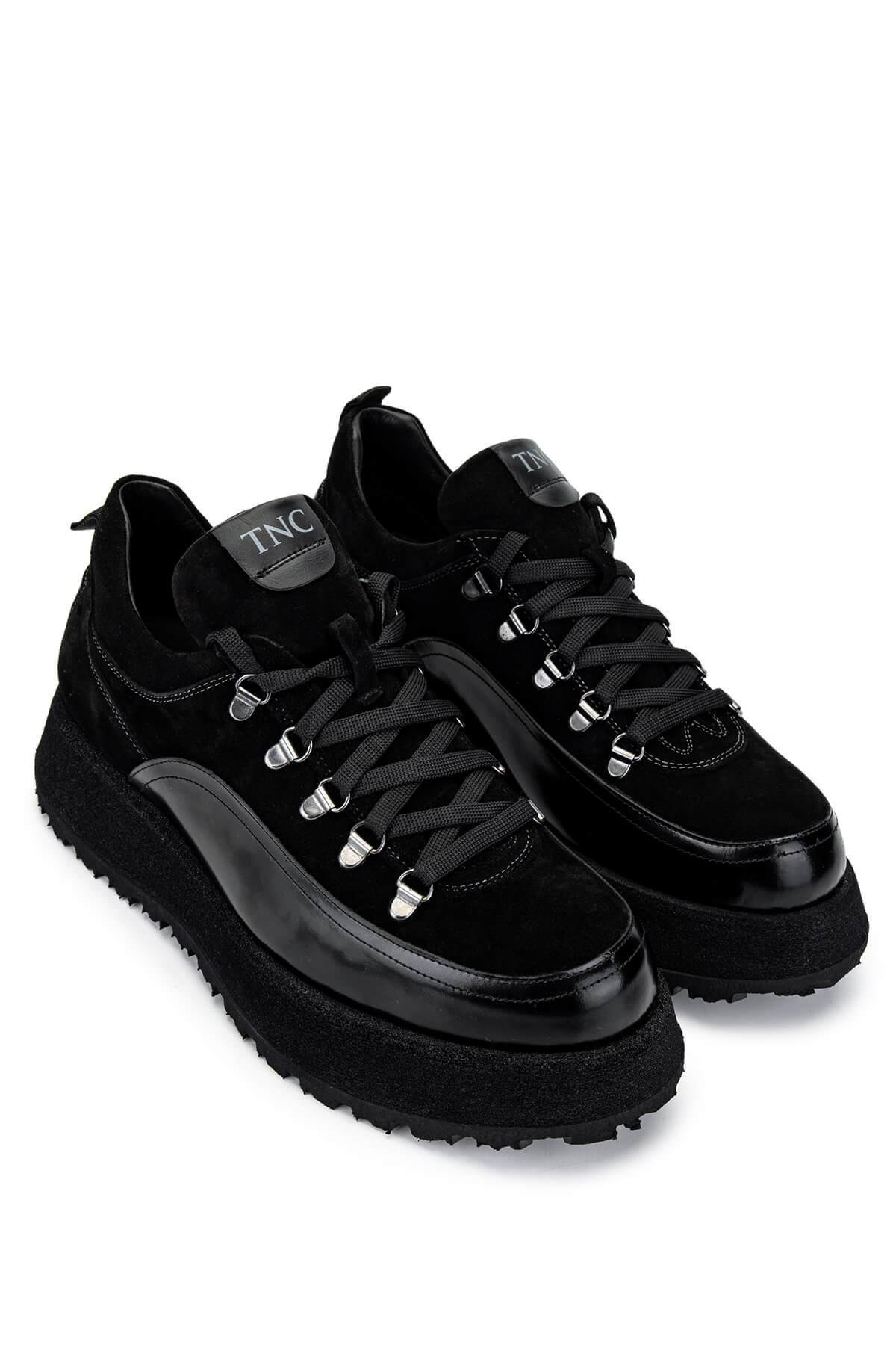 Tamer Tanca Erkek Hakiki Deri Siyah Süet Sneakers & Spor Ayakkabı