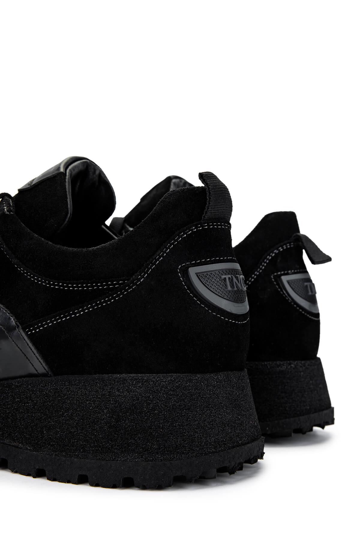 Tamer Tanca Erkek Hakiki Deri Siyah Süet Sneakers & Spor Ayakkabı