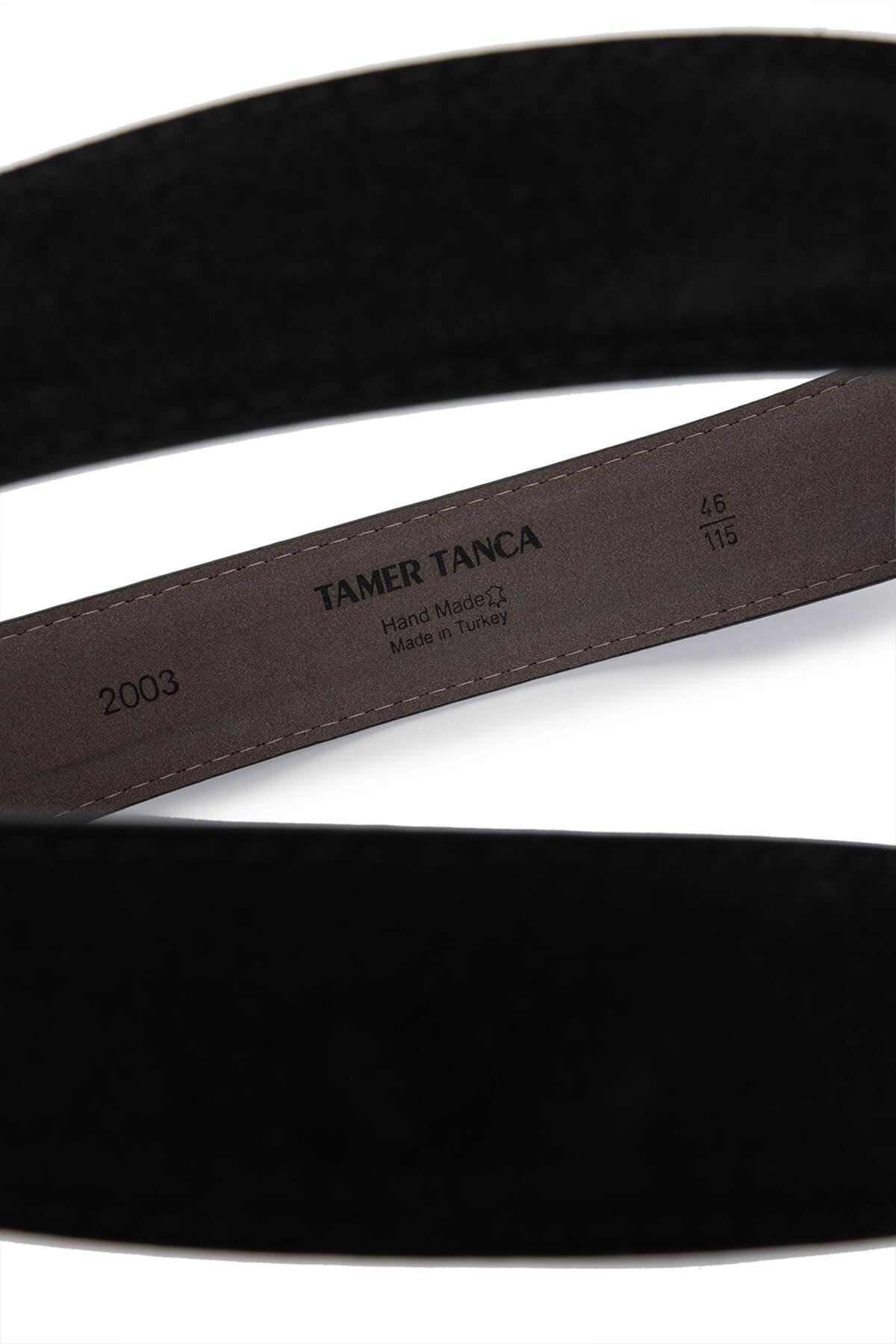 Tamer Tanca Erkek Hakiki Deri Siyah Süet Spor Kemer