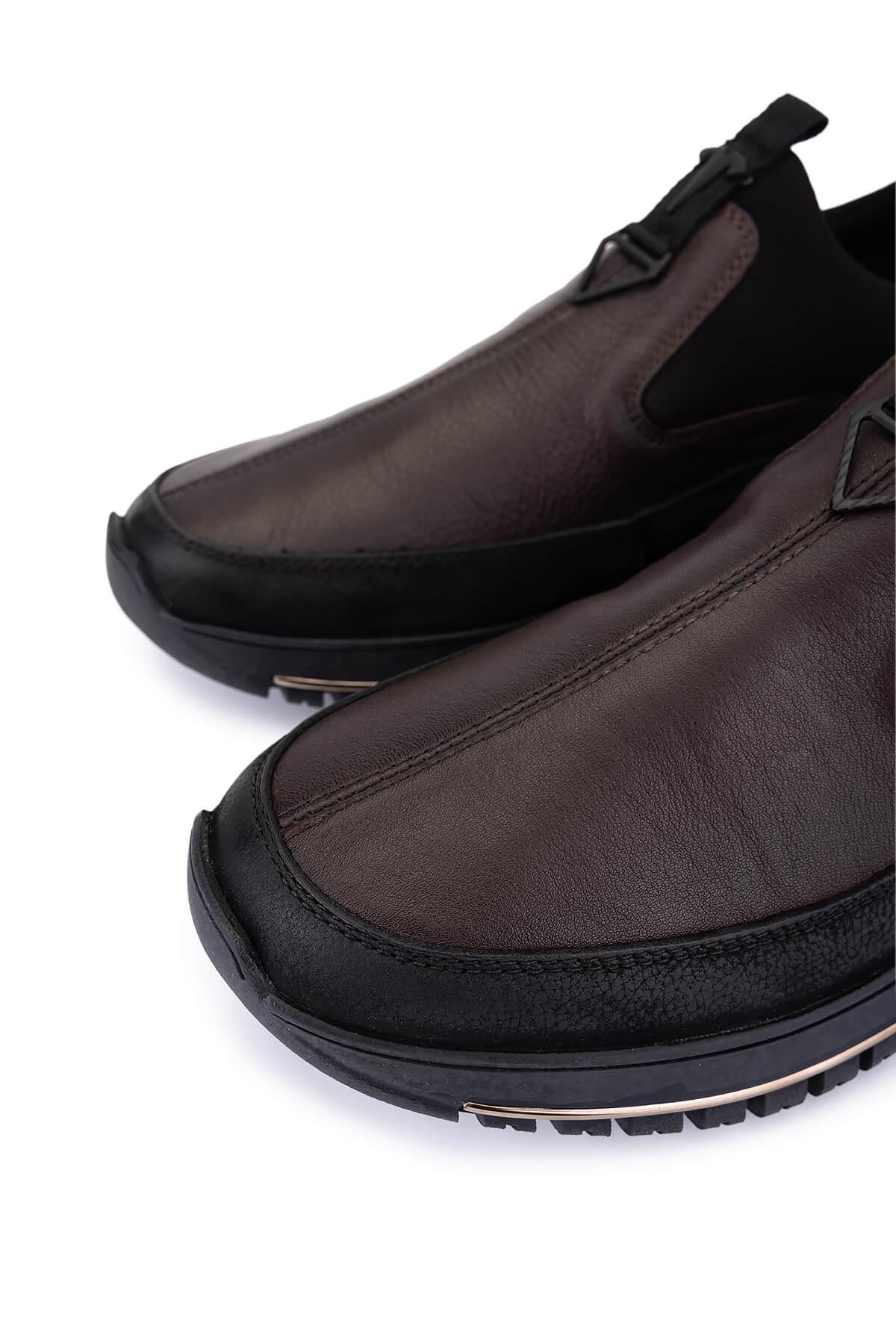 Tamer Tanca Erkek Hakiki Deri Siyah/Kahve Sneakers & Spor Ayakkabı