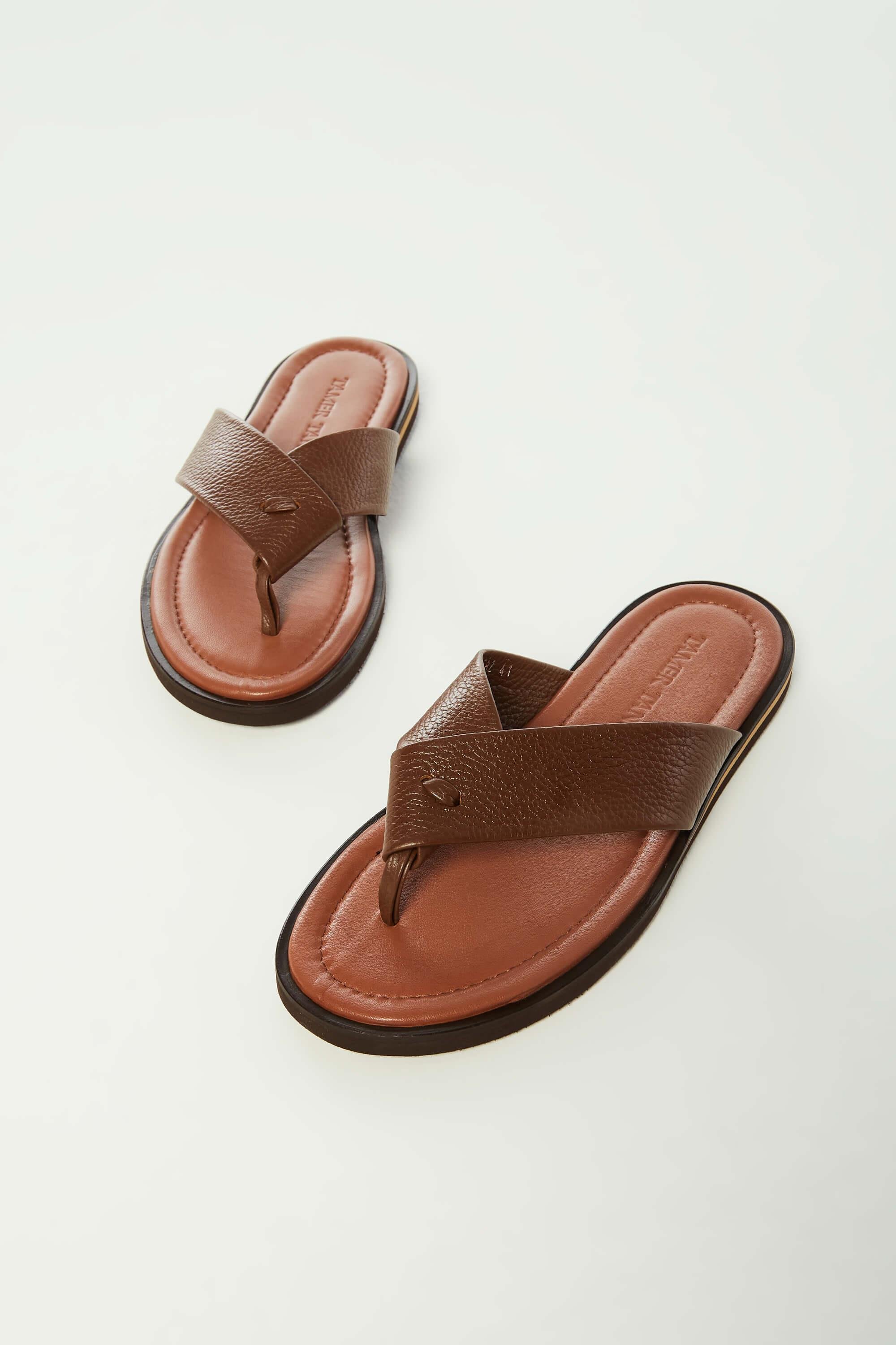 Tamer Tanca Erkek Hakiki Deri Taba Floter Parmak Arası Terlik