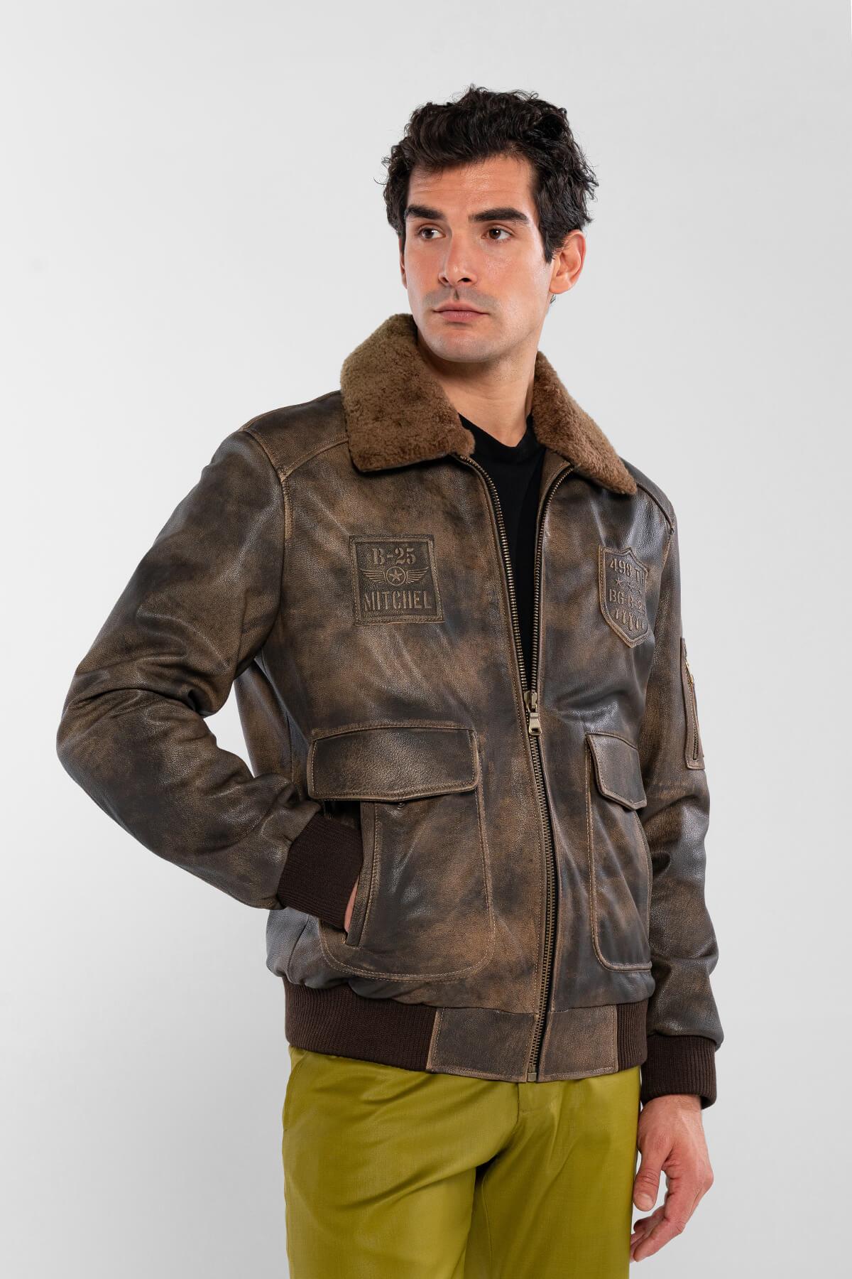 Tamer Tanca Erkek Hakiki Deri Viski Eskitme Deri Mont