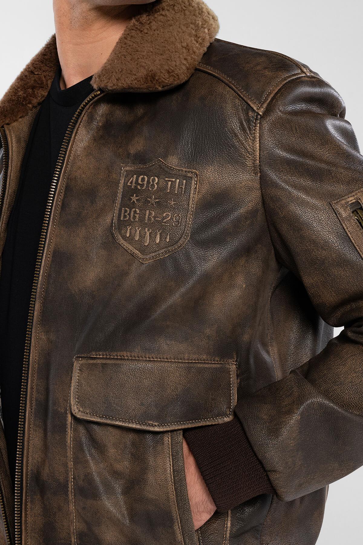 Tamer Tanca Erkek Hakiki Deri Viski Eskitme Deri Mont