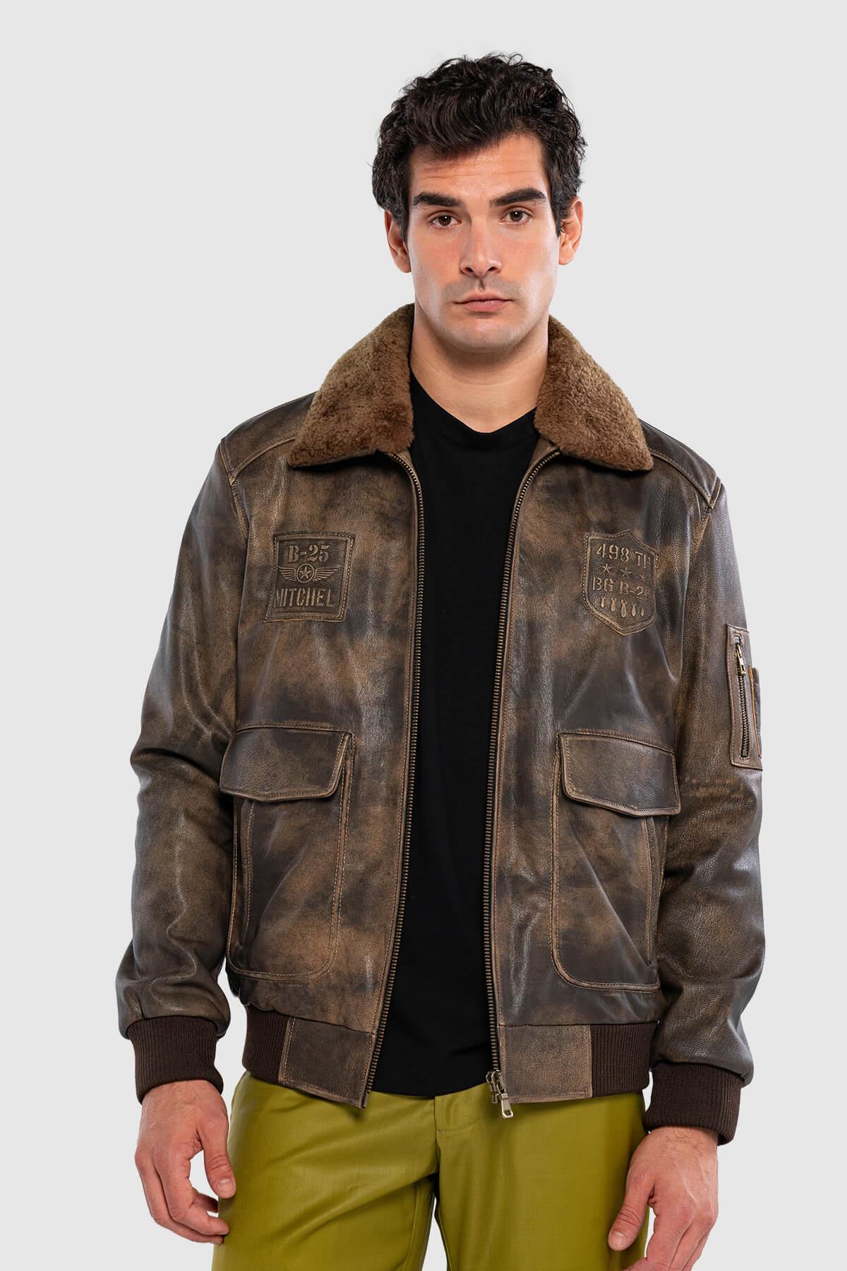 Tamer Tanca Erkek Hakiki Deri Viski Eskitme Deri Mont