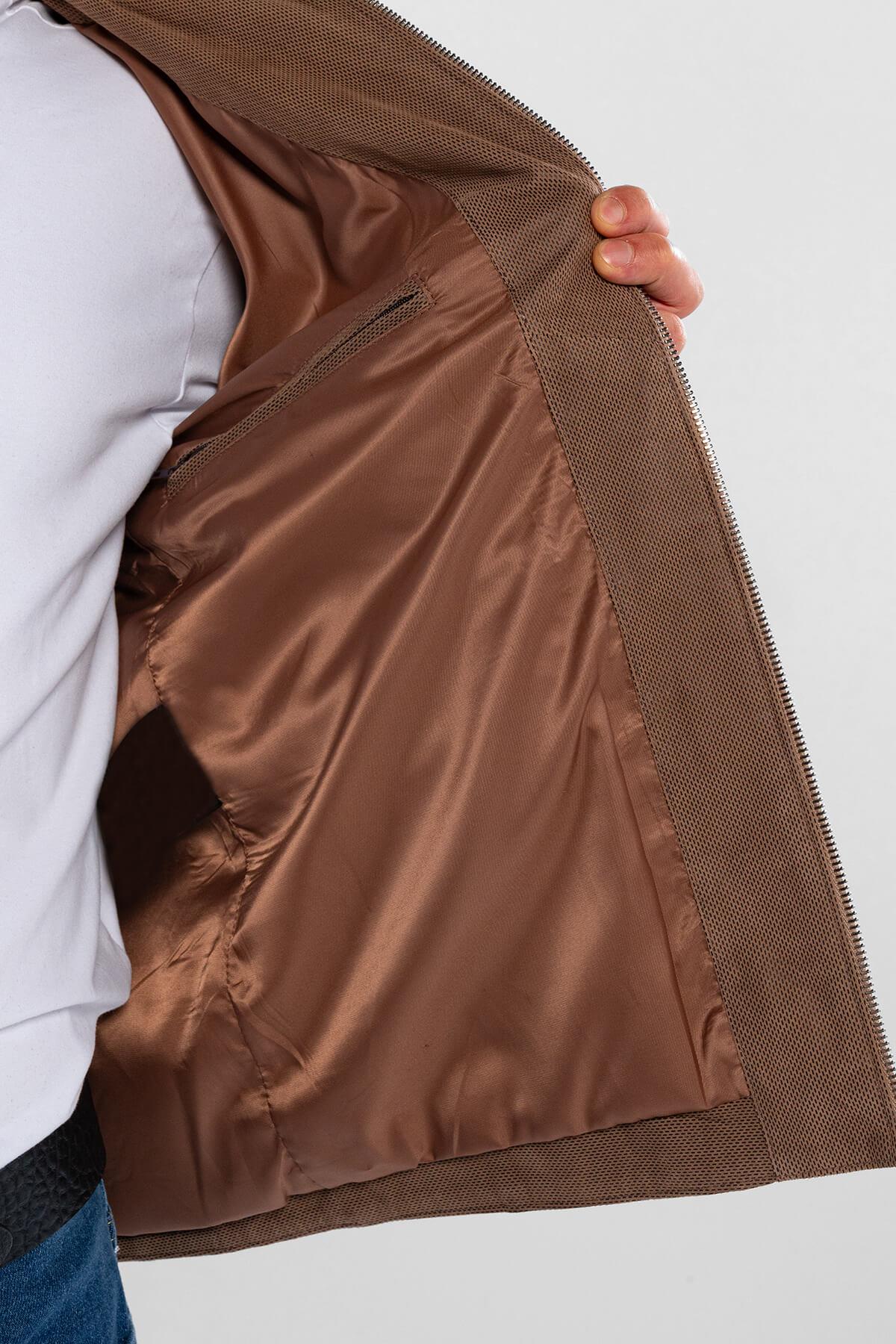 Tamer Tanca Erkek Hakiki Deri Vizon Baskı Deri Mont