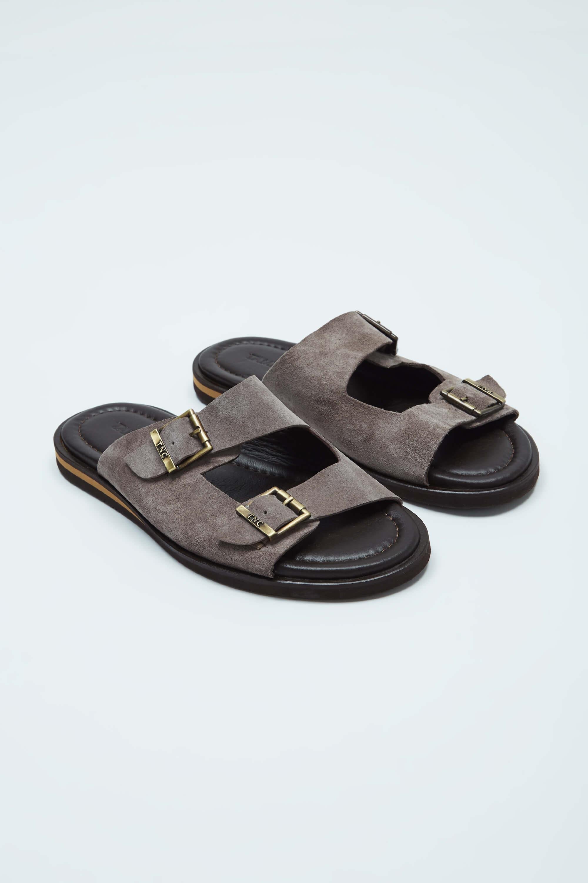 Tamer Tanca Erkek Hakiki Deri Vizon Düz Terlik