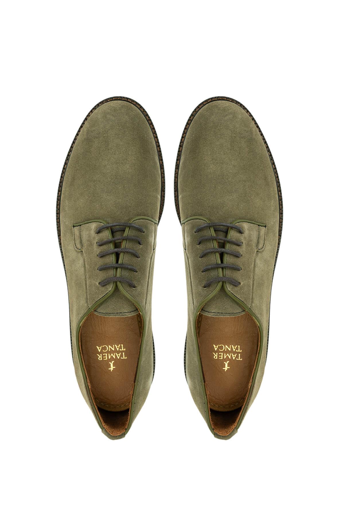 Tamer Tanca Erkek Hakiki Deri Yeşil Casual Ayakkabı