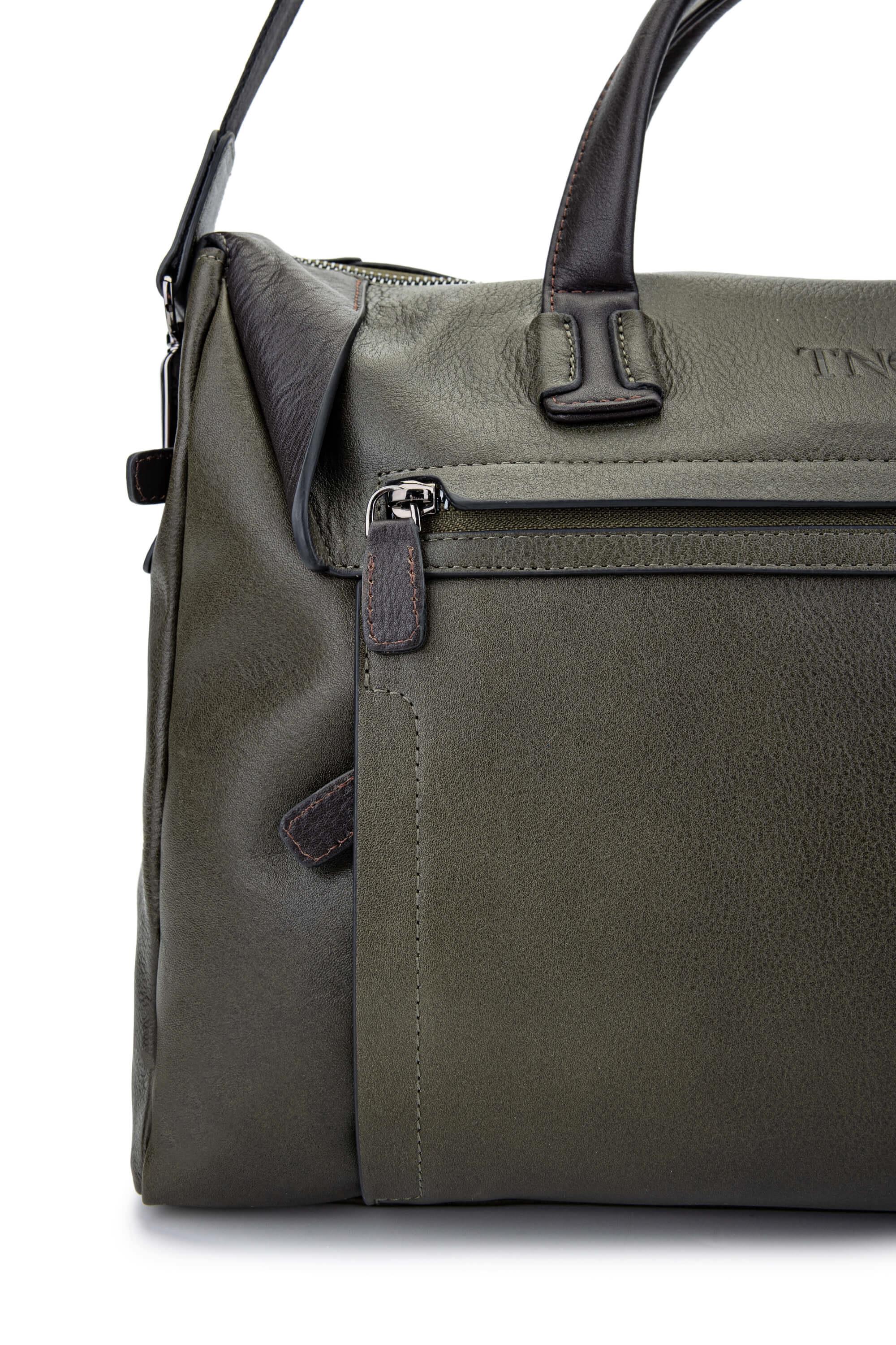 Tamer Tanca Erkek Hakiki Deri Yeşil Evrak Çantası