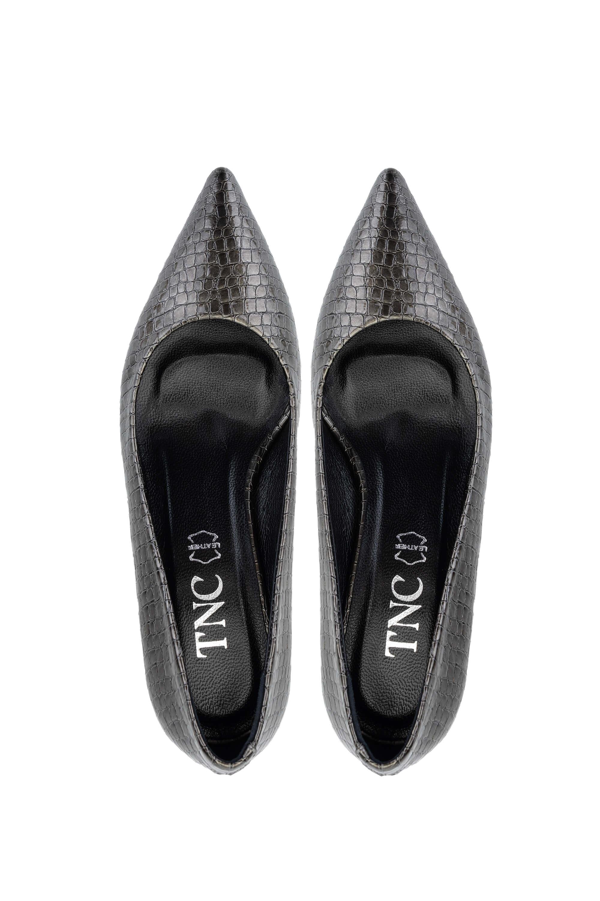 Tamer Tanca Kadın Hakiki Deri Antrasit Stiletto Ayakkabı