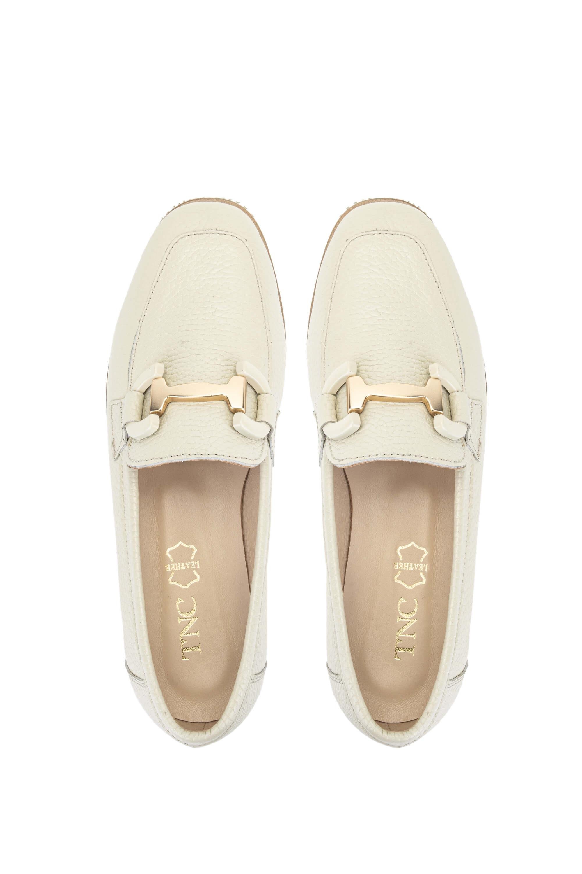 Tamer Tanca Kadın Hakiki Deri Bej Loafer Ayakkabı