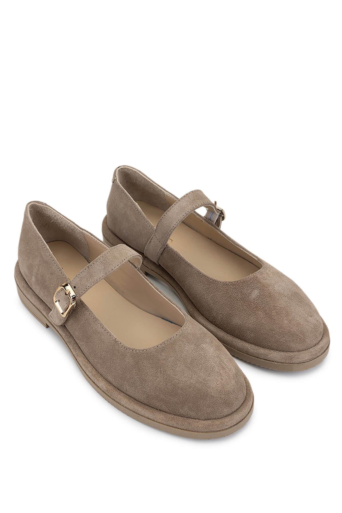 Tamer Tanca Kadın Hakiki Deri Bej Süet Casual Ayakkabı