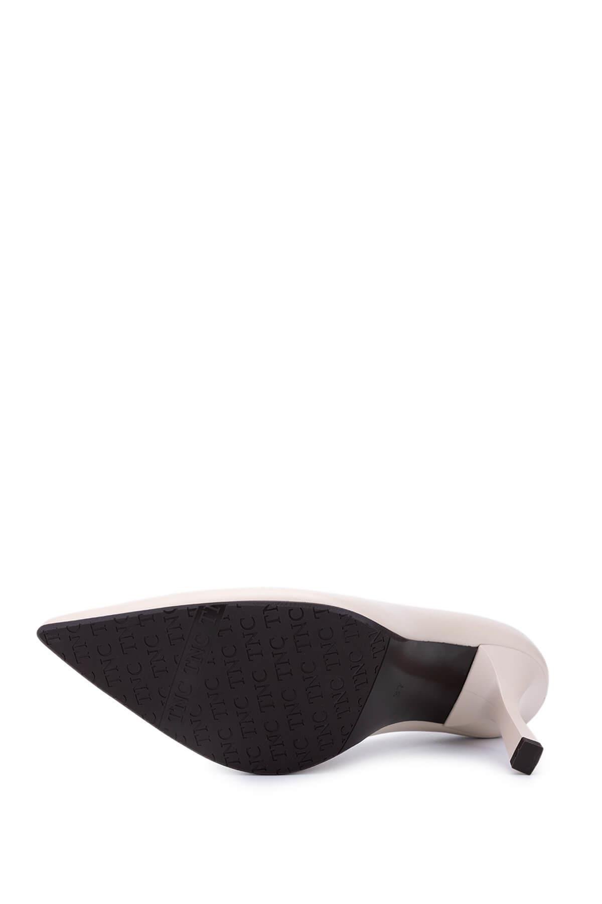 Tamer Tanca Kadın Hakiki Deri Bej Topuklu Ayakkabı