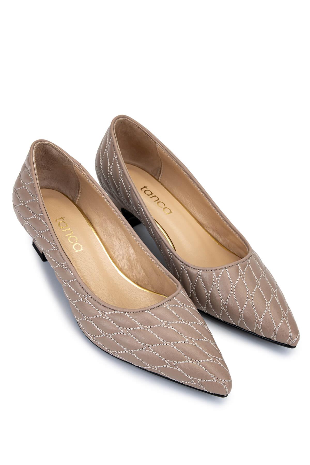 Tamer Tanca Kadın Hakiki Deri Bej Topuklu Ayakkabı