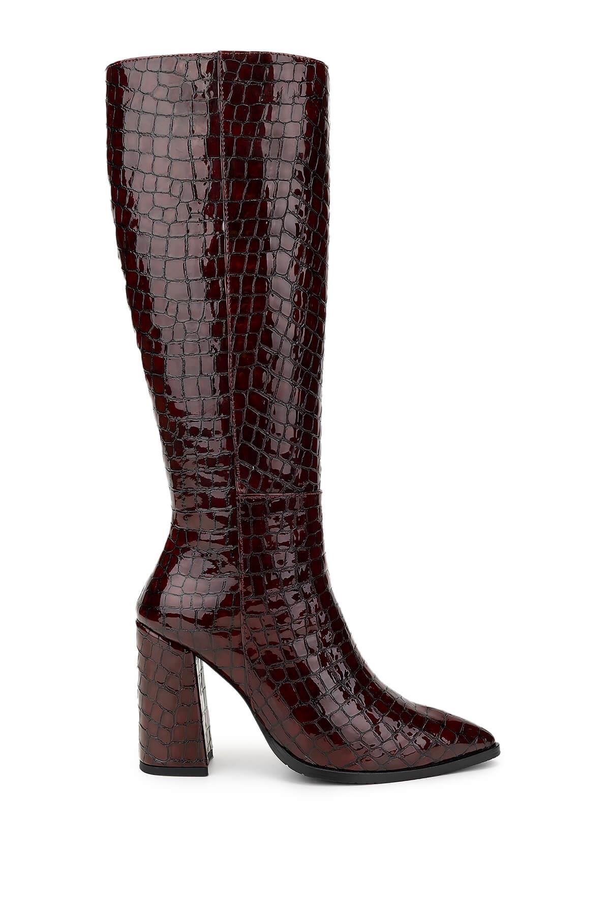 Tamer Tanca Kadın Hakiki Deri Bordo Casual Çizme