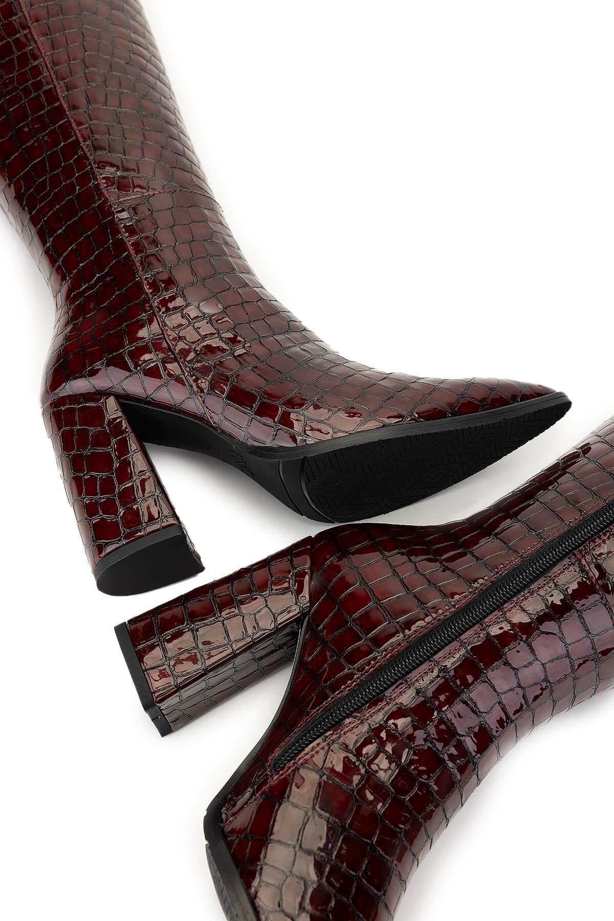 Tamer Tanca Kadın Hakiki Deri Bordo Casual Çizme