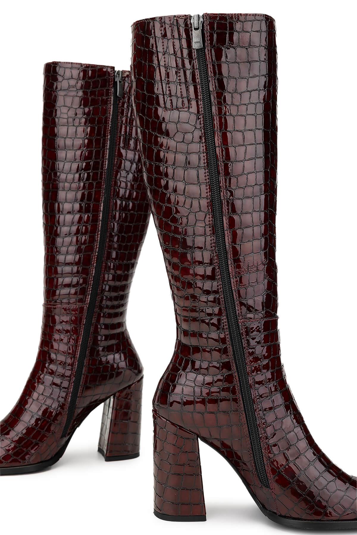 Tamer Tanca Kadın Hakiki Deri Bordo Casual Çizme