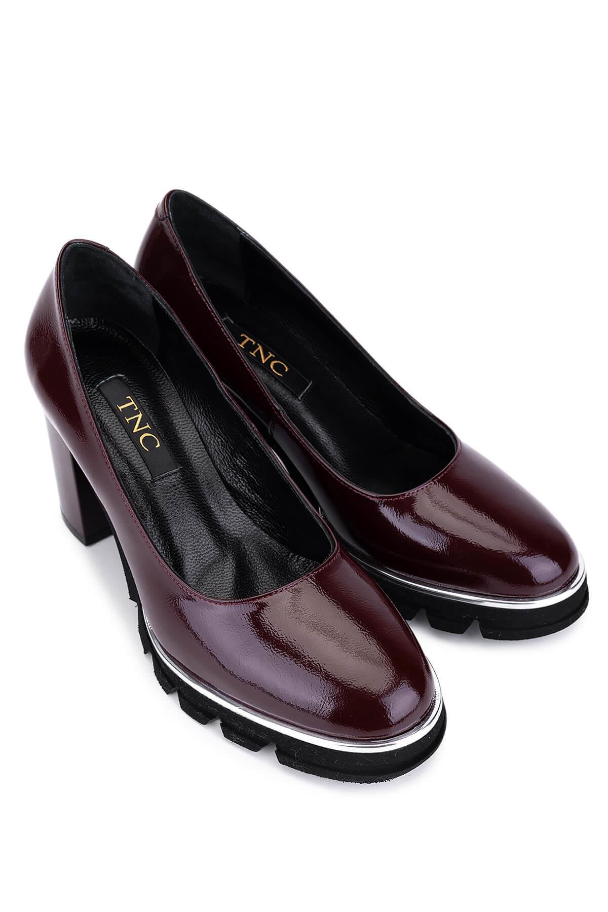 Tamer Tanca Kadın Hakiki Deri Bordo Rugan Topuklu Ayakkabı