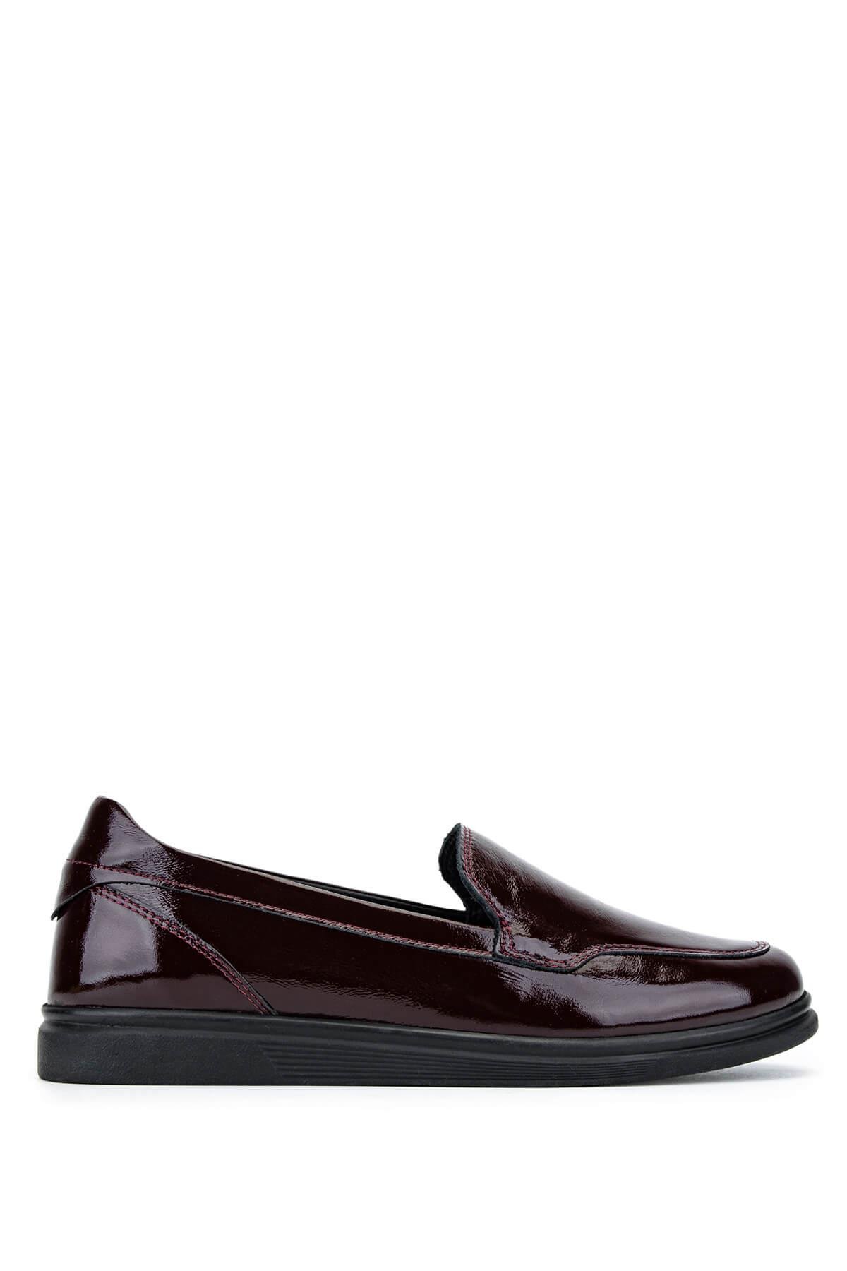 Tamer Tanca Kadın Hakiki Deri Bordo Rugan Comfort Ayakkabı