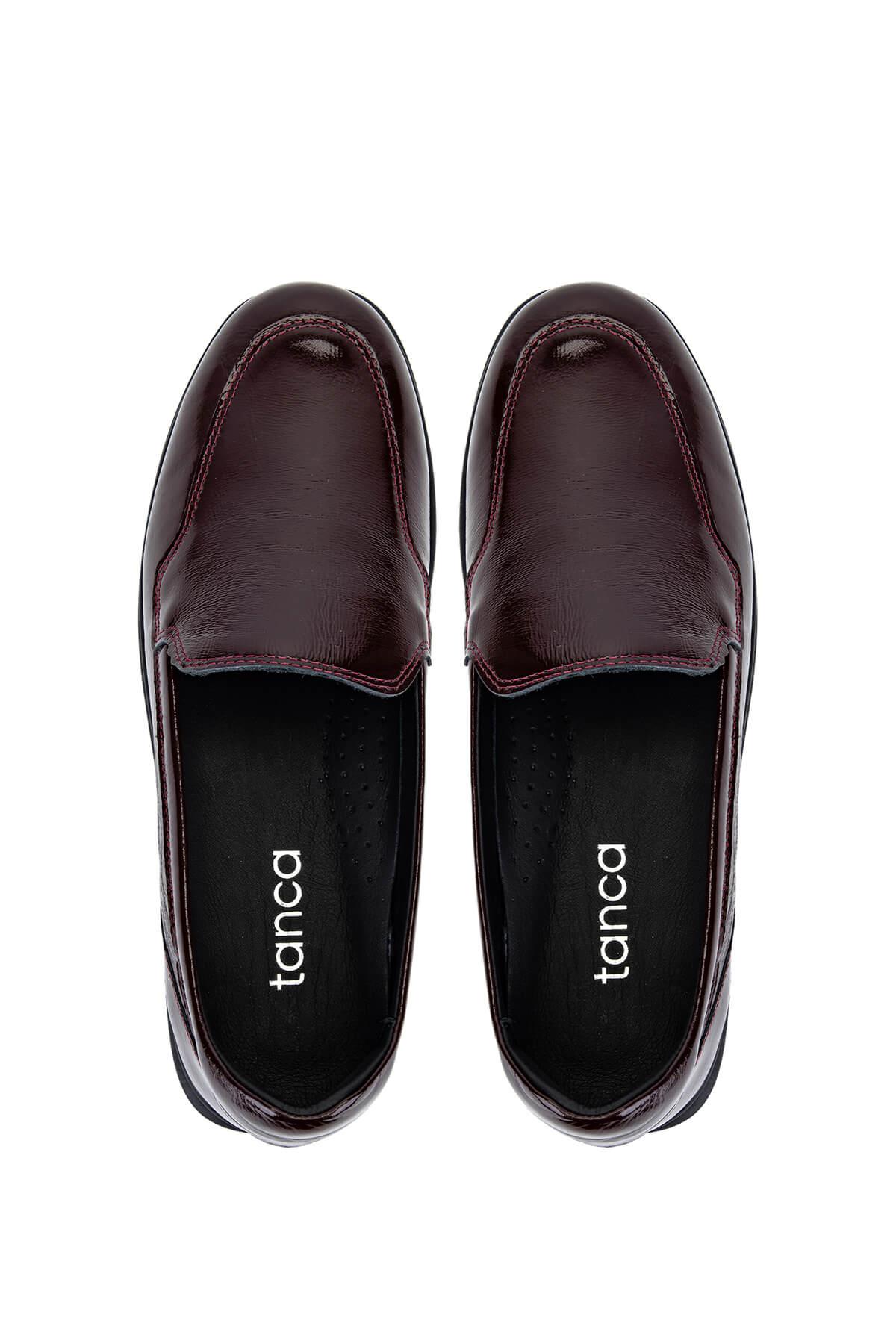 Tamer Tanca Kadın Hakiki Deri Bordo Rugan Comfort Ayakkabı