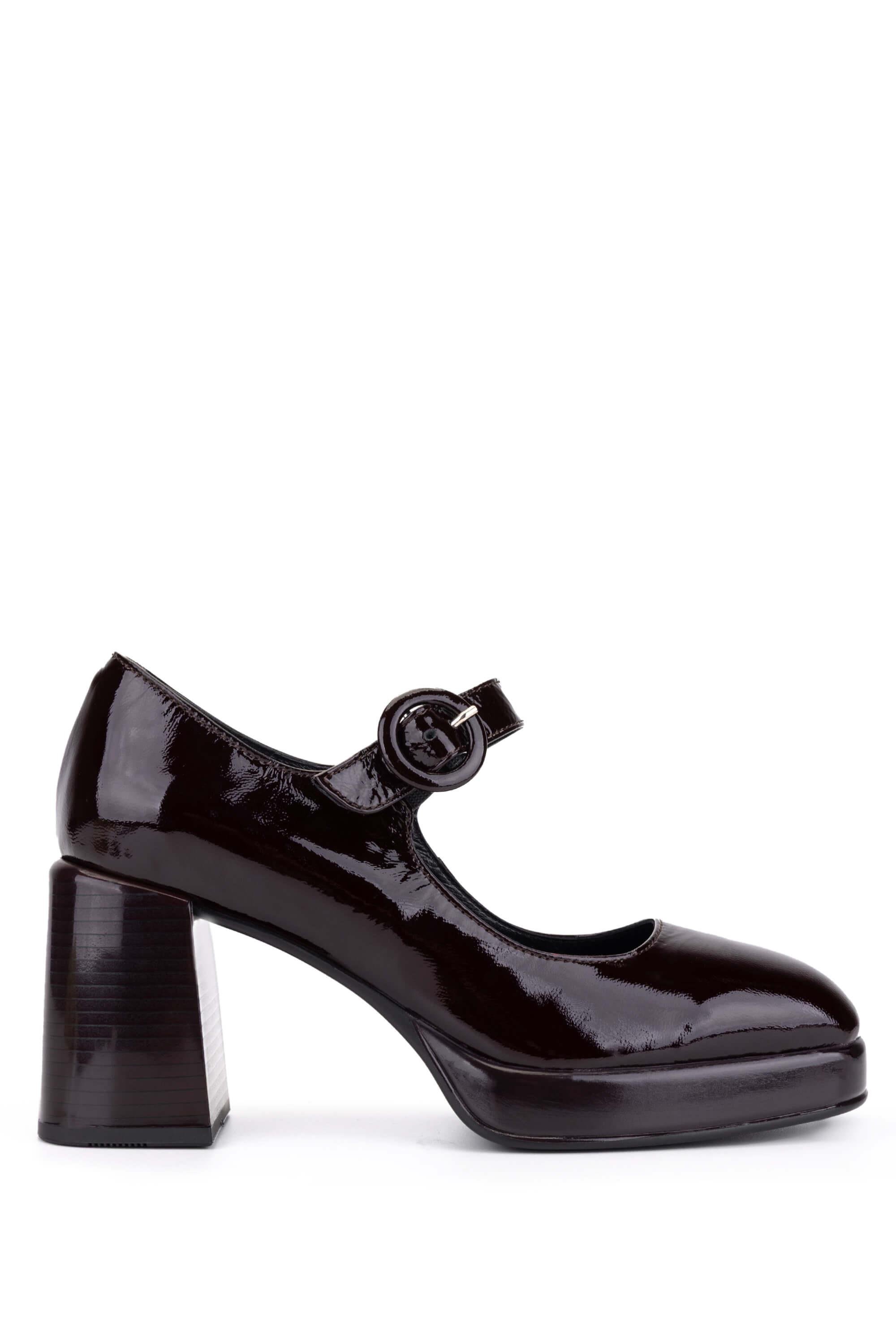 Tamer Tanca Kadın Hakiki Deri Bordo Rugan Topuklu Ayakkabı