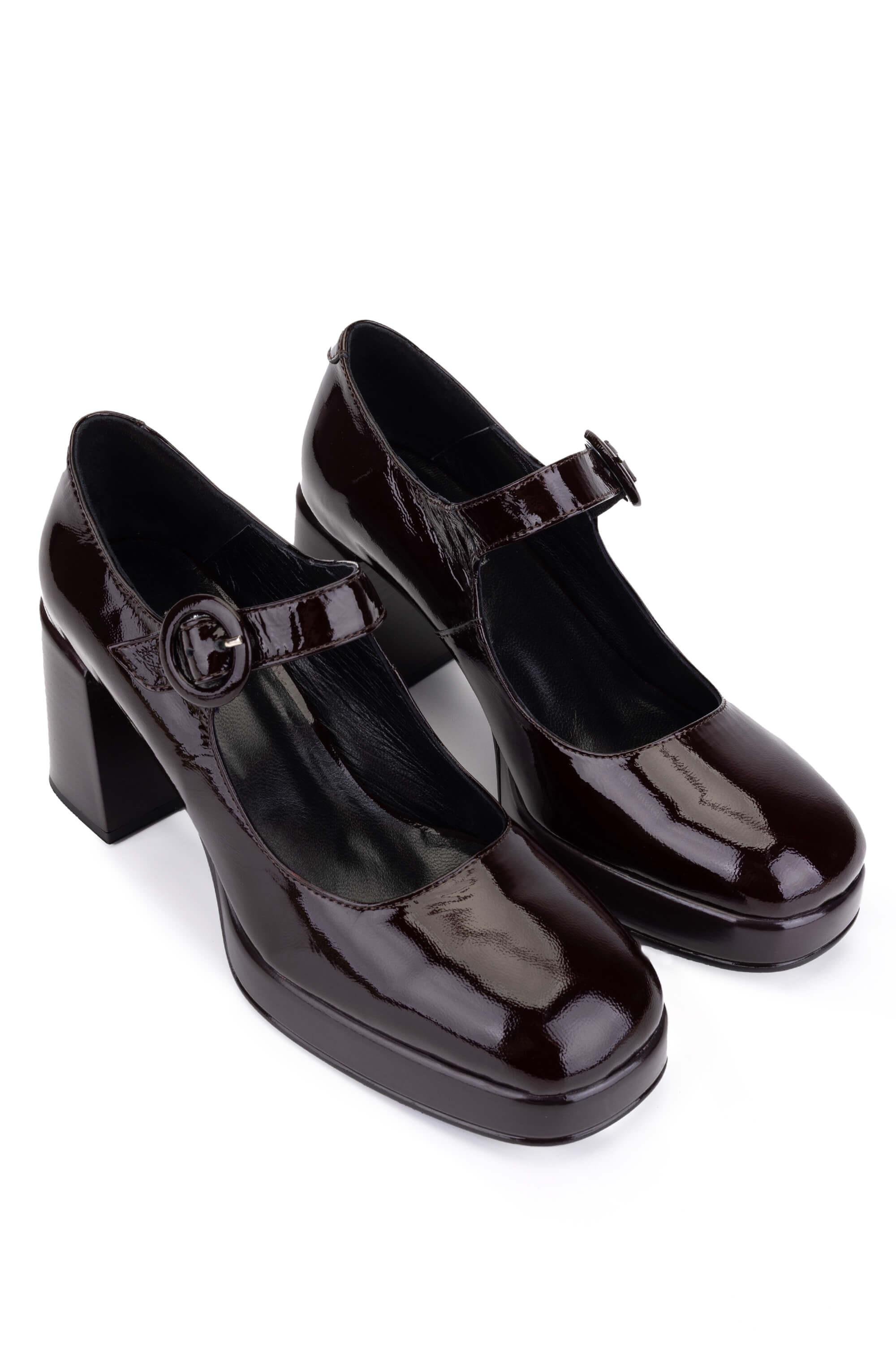 Tamer Tanca Kadın Hakiki Deri Bordo Rugan Topuklu Ayakkabı