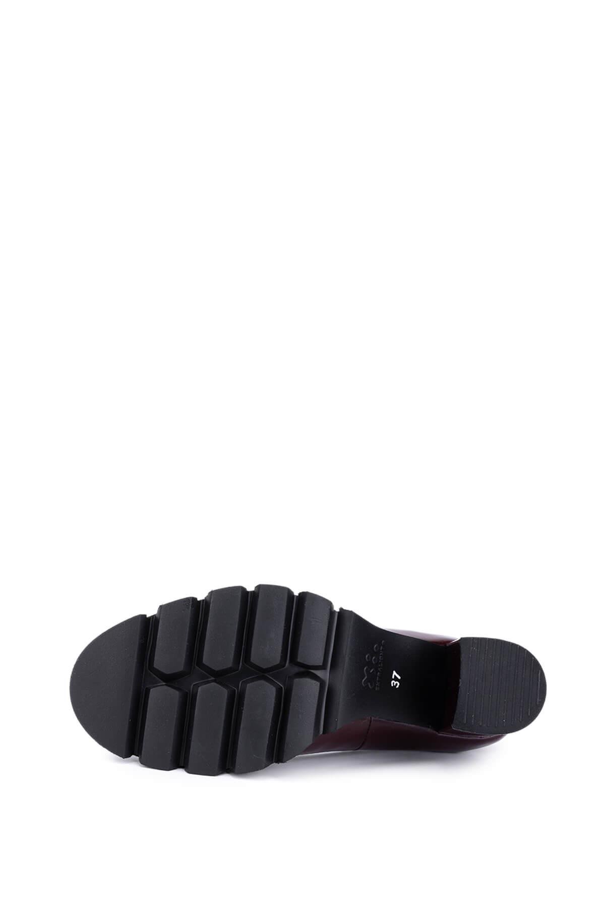 Tamer Tanca Kadın Hakiki Deri Bordo Rugan Topuklu Ayakkabı