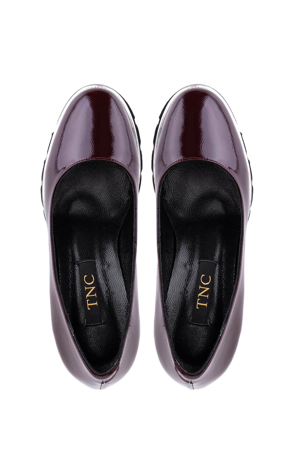 Tamer Tanca Kadın Hakiki Deri Bordo Rugan Topuklu Ayakkabı