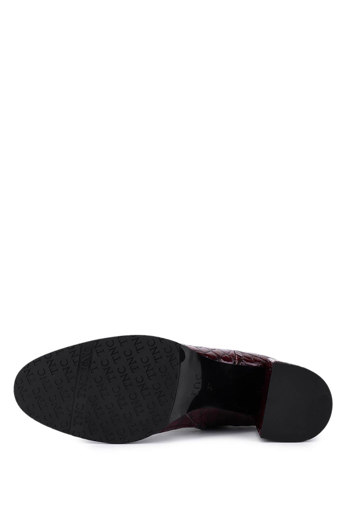 Tamer Tanca Kadın Hakiki Deri Bordo Rugan Klasik Bot