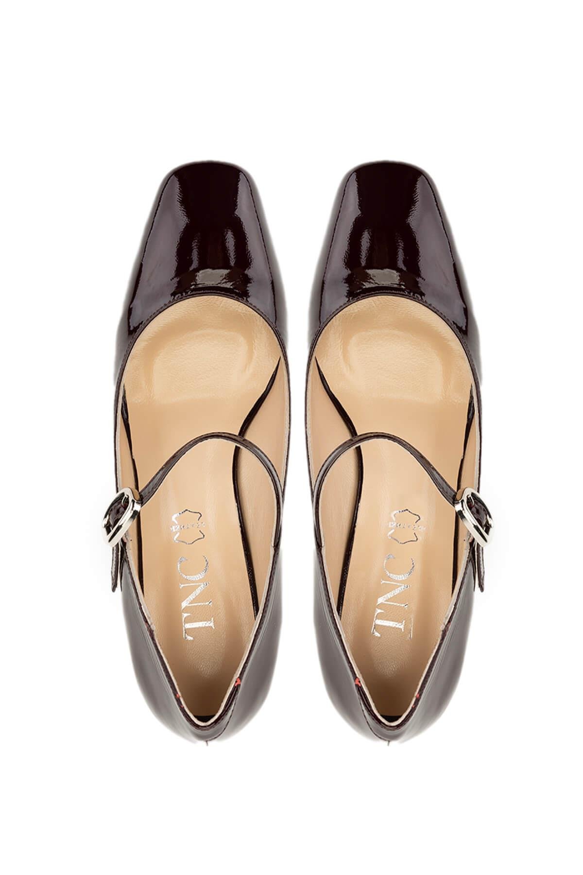 Tamer Tanca Kadın Hakiki Deri Bordo Topuklu Ayakkabı