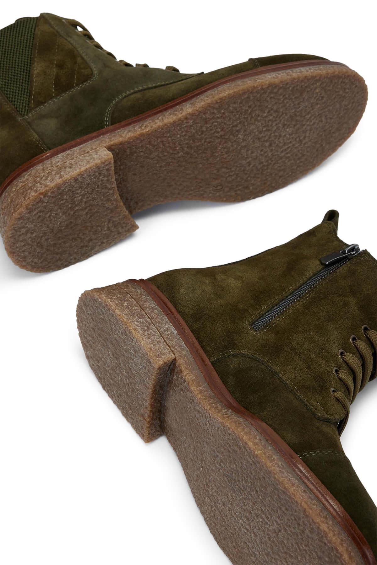 Tamer Tanca Kadın Hakiki Deri Haki Süet Casual Bot