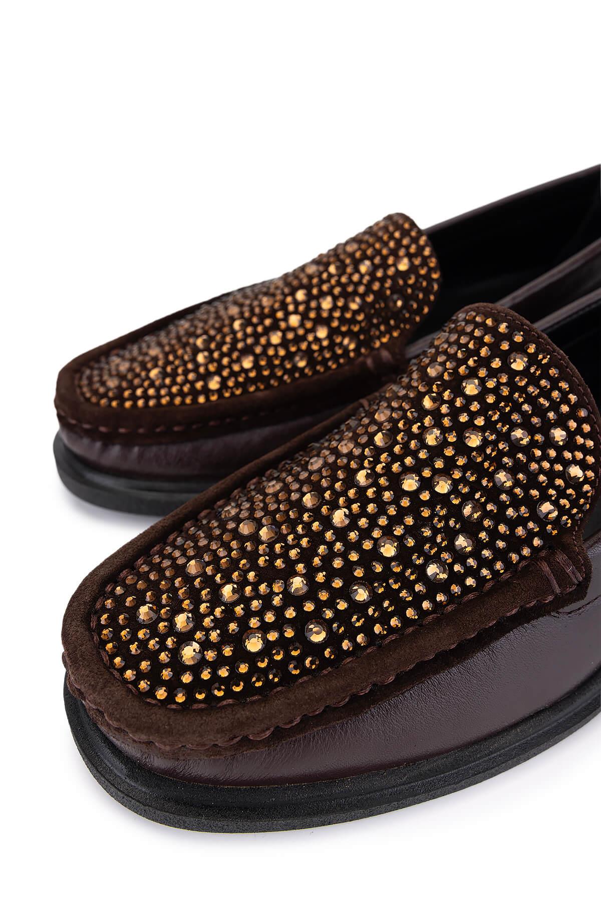 Tamer Tanca Kadın Hakiki Deri Kahverengi Loafer Ayakkabı