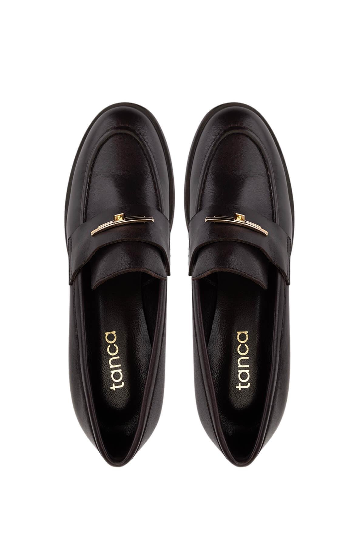 Tamer Tanca Kadın Hakiki Deri Kahverengi Loafer Ayakkabı