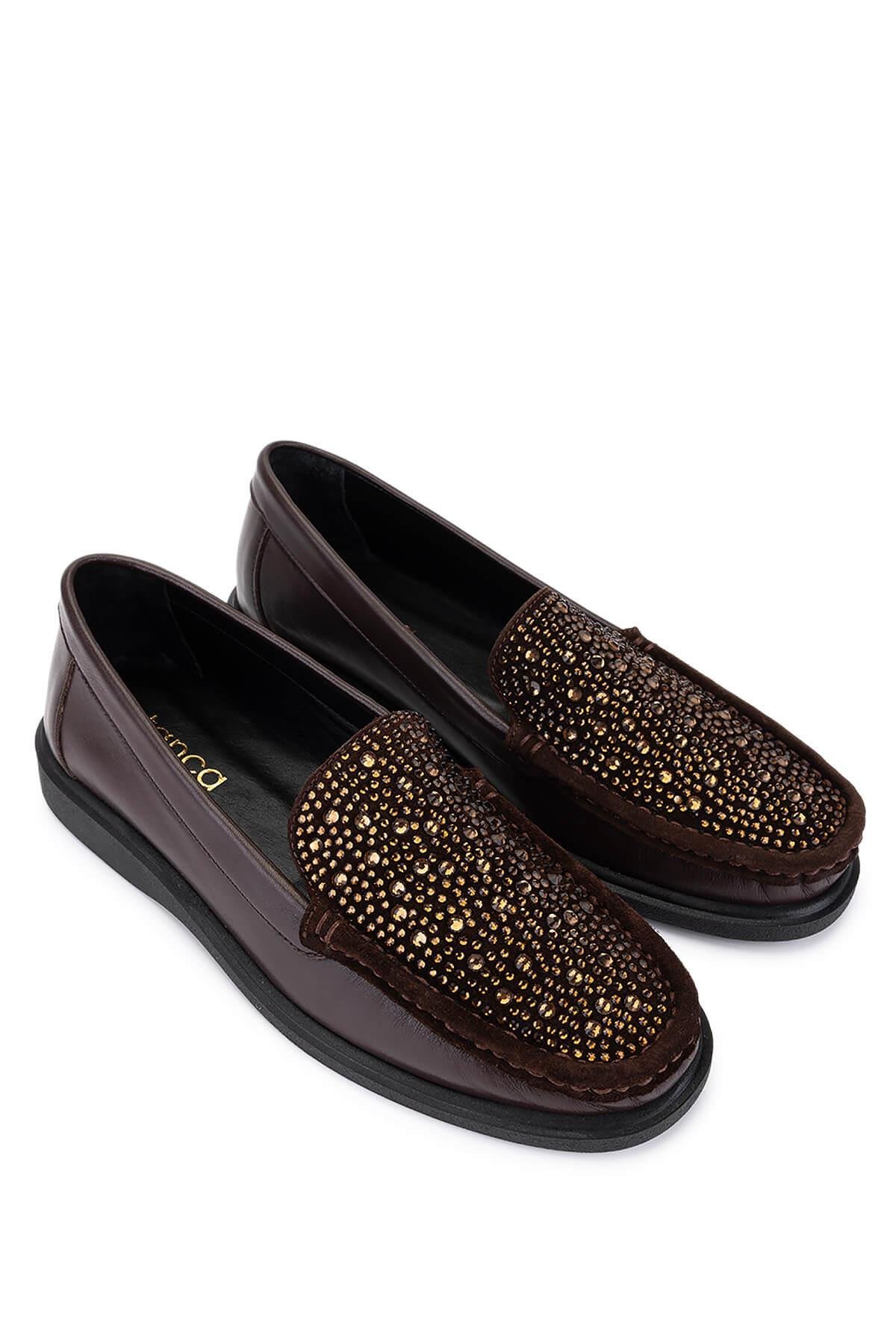 Tamer Tanca Kadın Hakiki Deri Kahverengi Loafer Ayakkabı