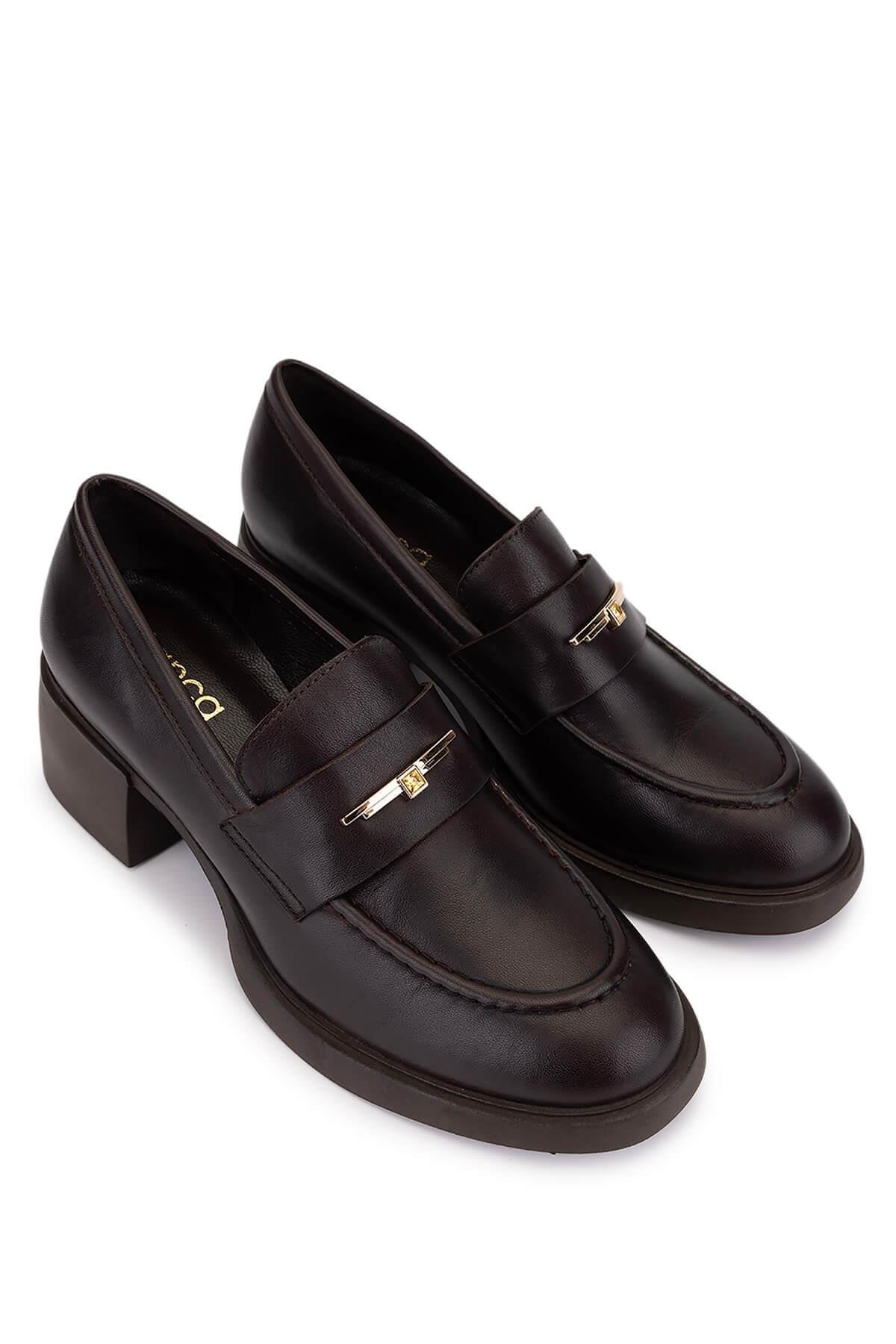 Tamer Tanca Kadın Hakiki Deri Kahverengi Loafer Ayakkabı