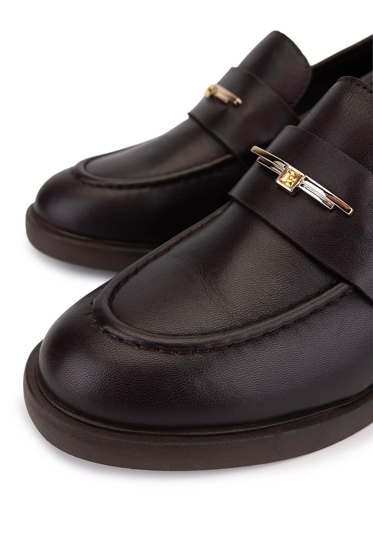 Tamer Tanca Kadın Hakiki Deri Kahverengi Loafer Ayakkabı