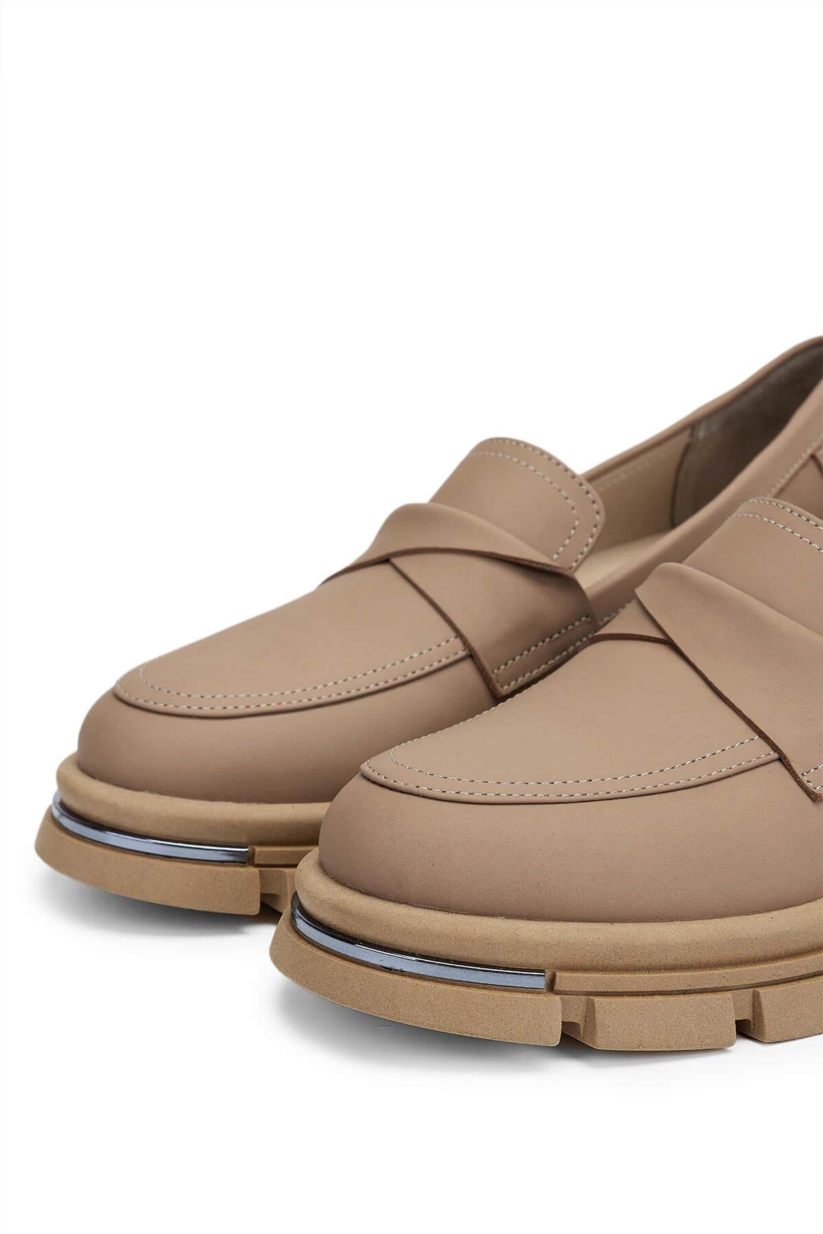 Tamer Tanca Kadın Hakiki Deri Karamel Loafer Ayakkabı
