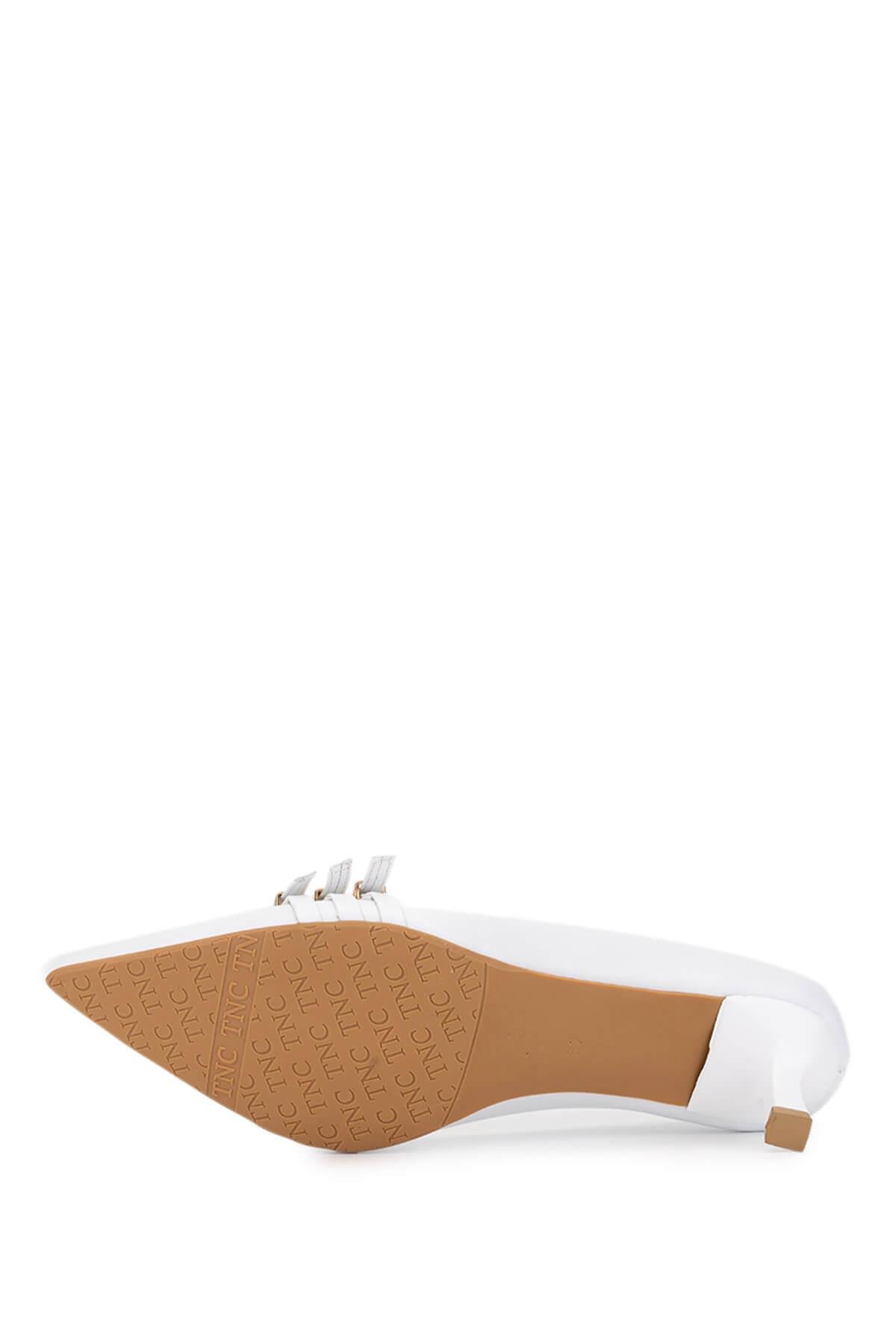 Tamer Tanca Kadın Hakiki Deri Kırık Beyaz Topuklu Ayakkabı