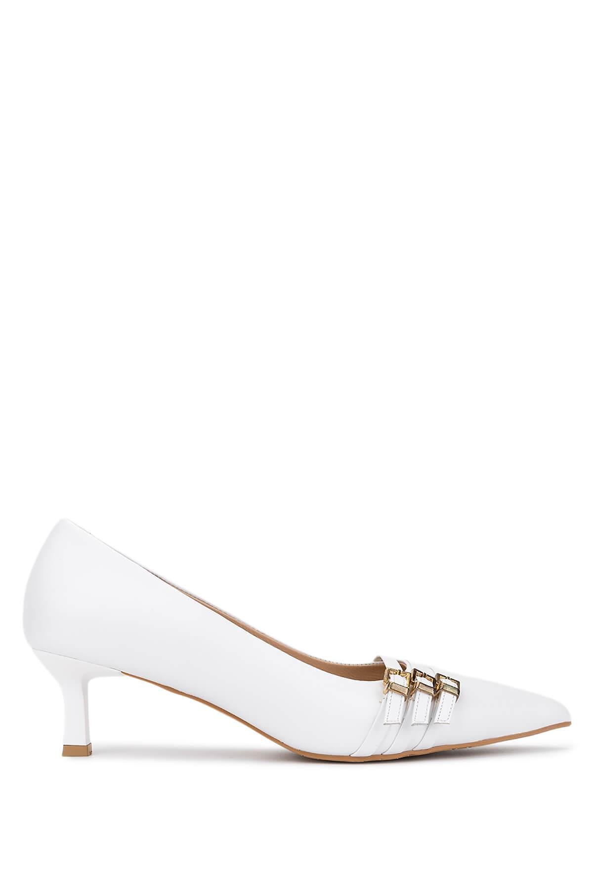 Tamer Tanca Kadın Hakiki Deri Kırık Beyaz Topuklu Ayakkabı