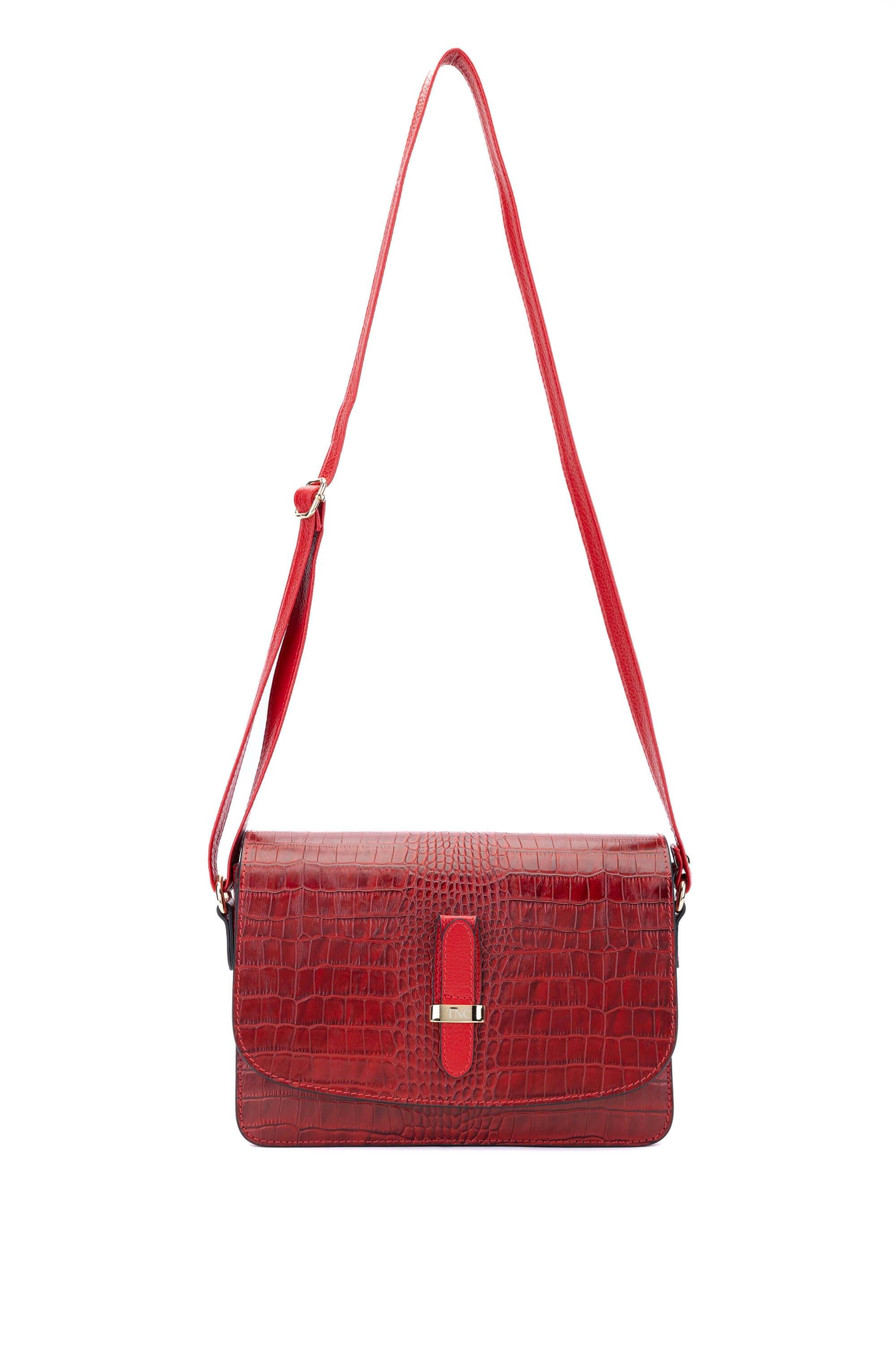 Tamer Tanca Kadın Hakiki Deri Kırmızı Postacı Çanta