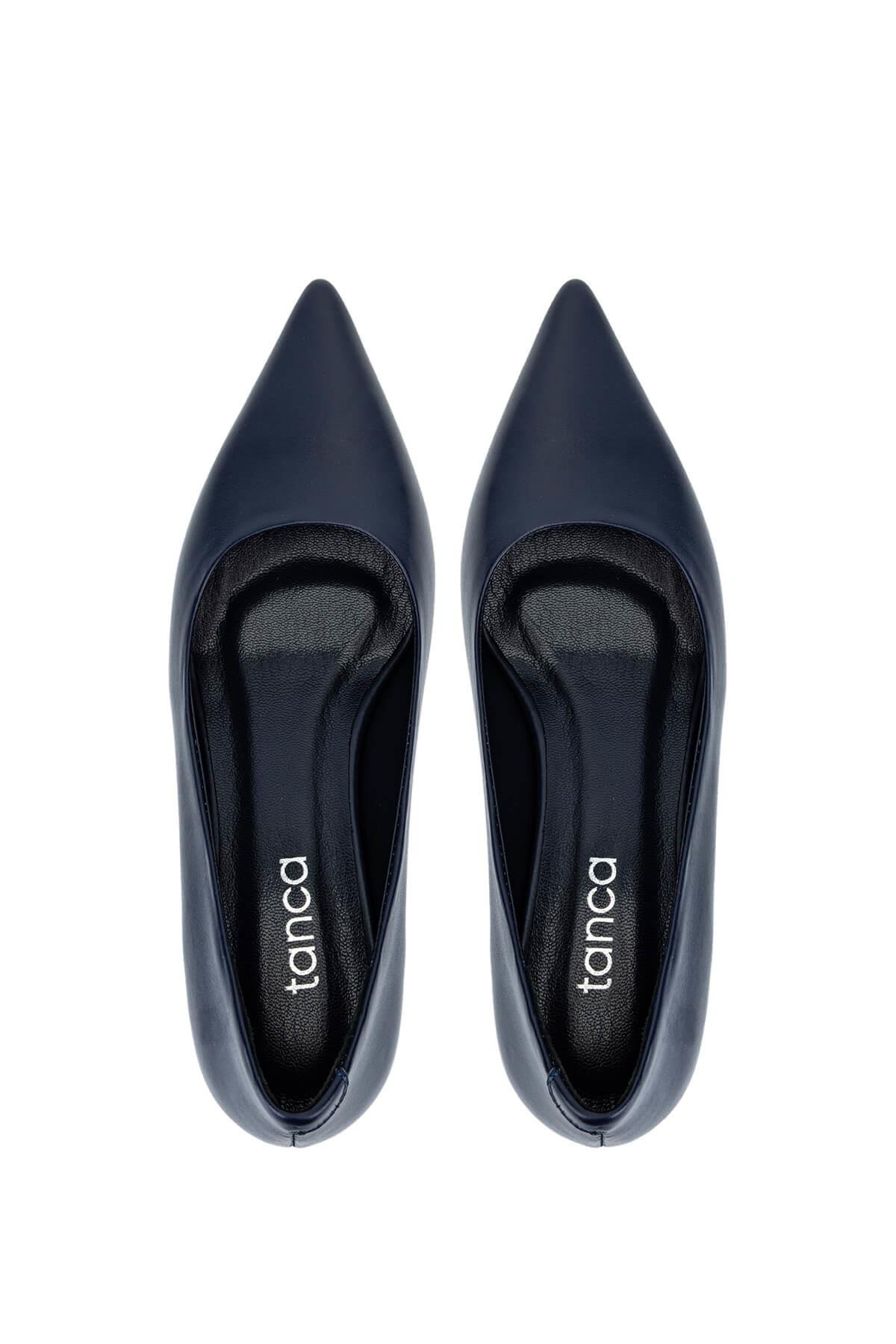 Tamer Tanca Kadın Hakiki Deri Lacivert Topuklu Ayakkabı