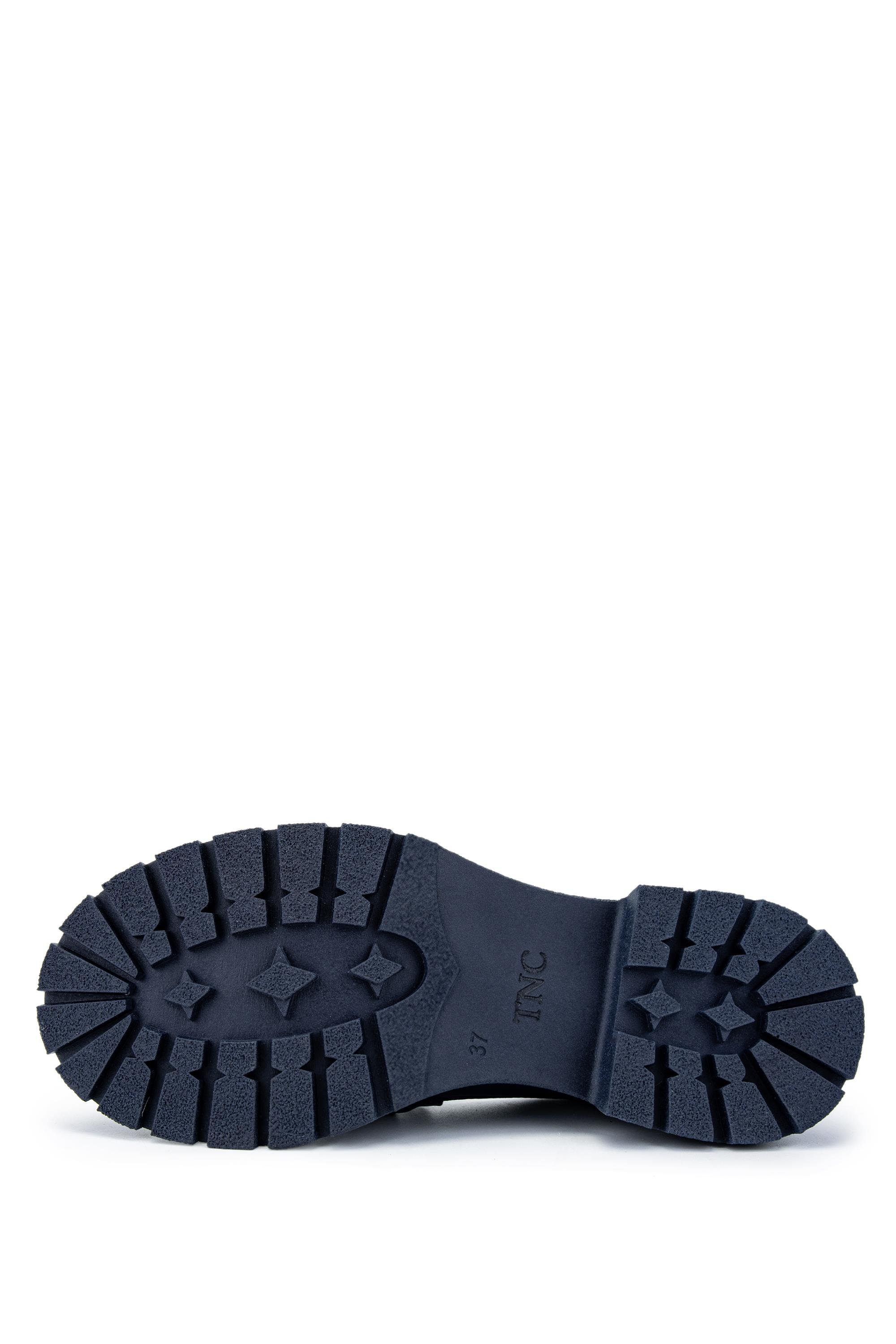 Tamer Tanca Kadın Hakiki Deri Lacivert Loafer Ayakkabı