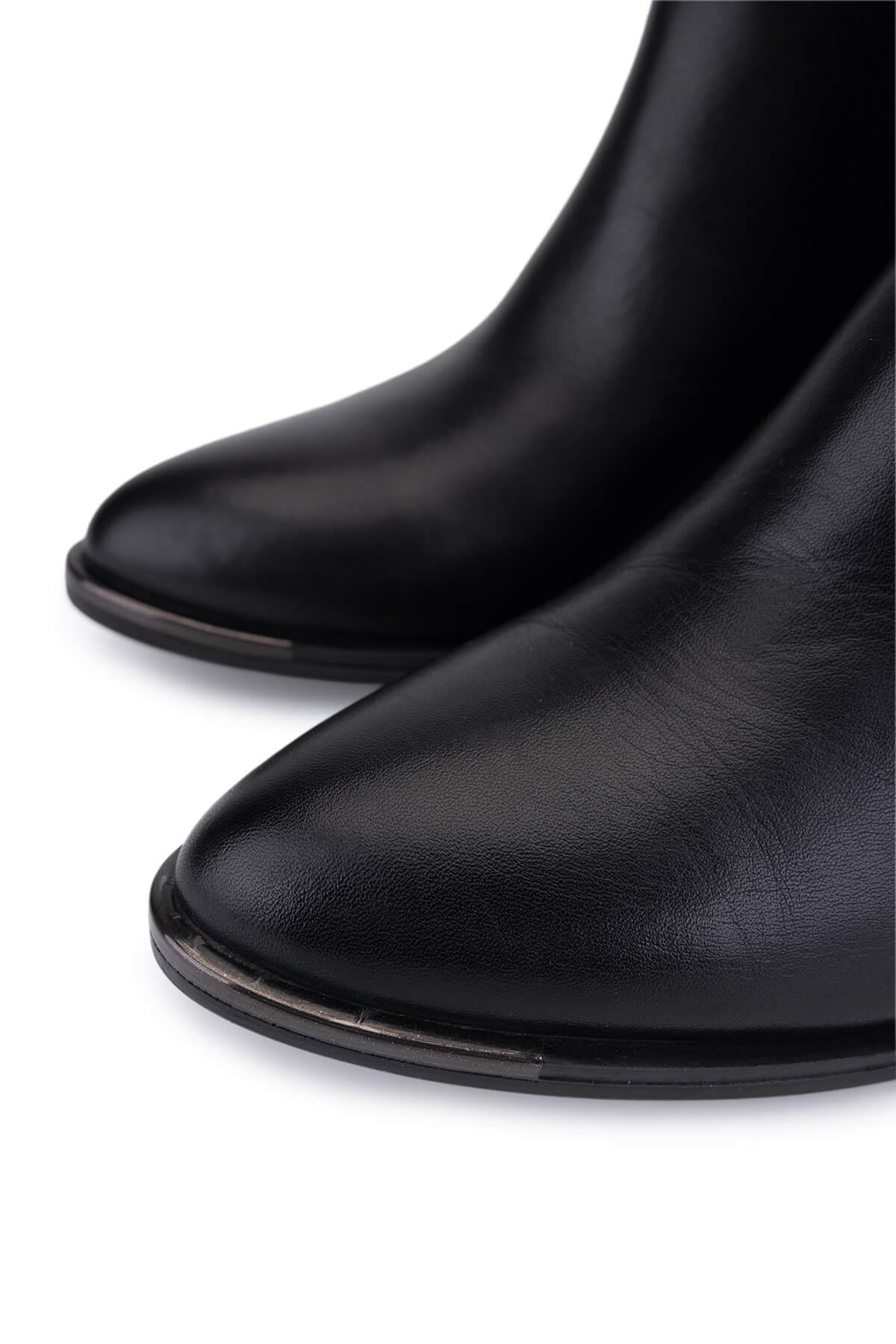 Tamer Tanca Kadın Hakiki Deri Siyah Analin Klasik Bot