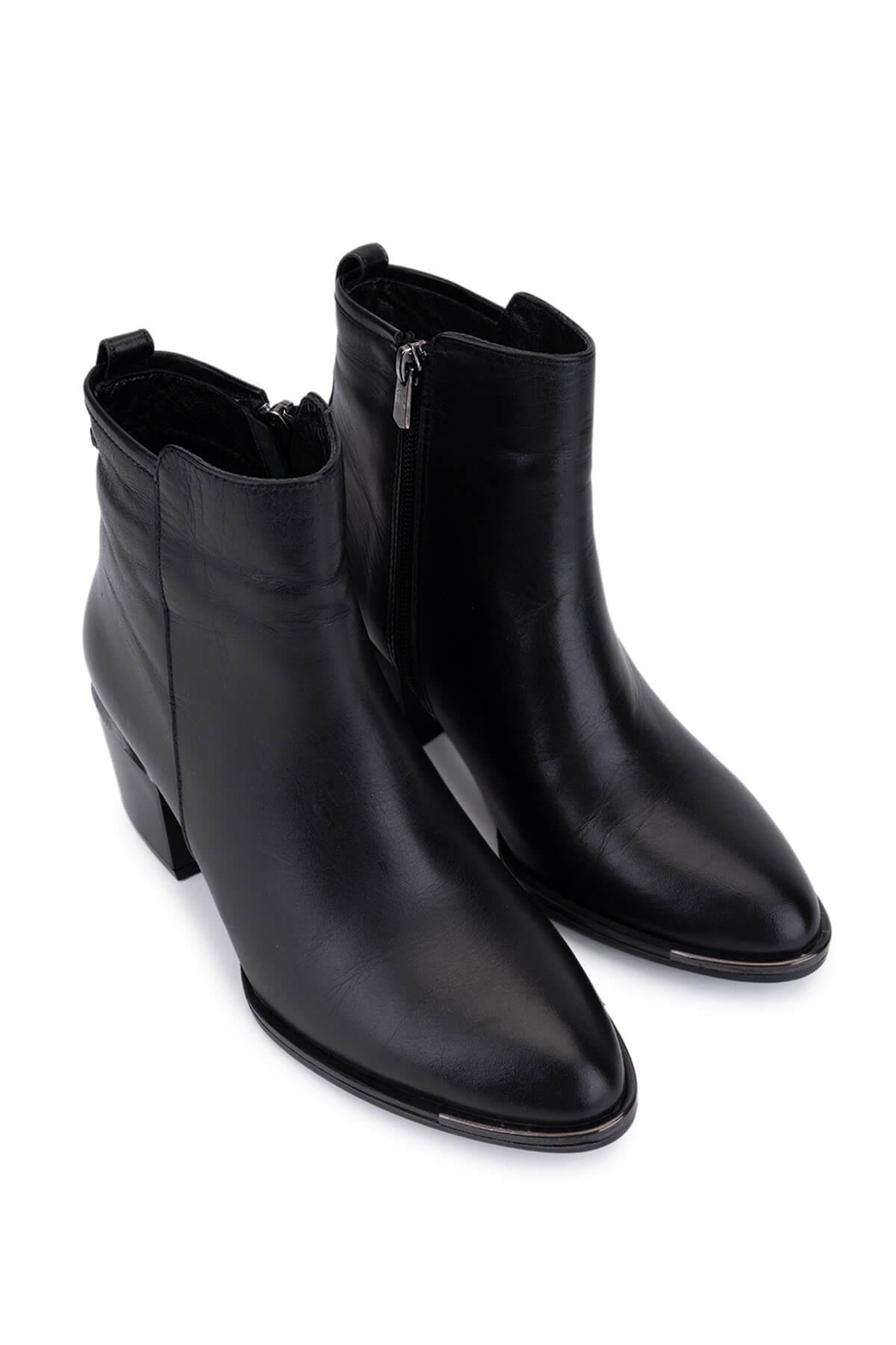 Tamer Tanca Kadın Hakiki Deri Siyah Analin Klasik Bot