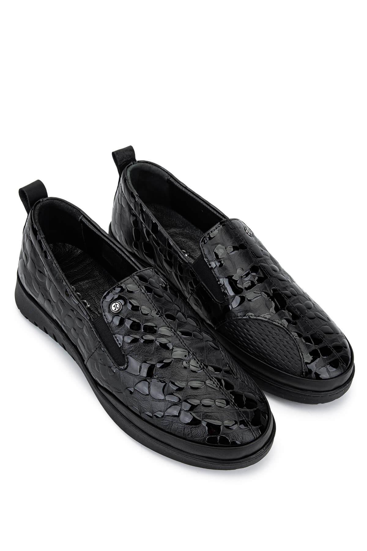 Tamer Tanca Kadın Hakiki Deri Siyah Casual Ayakkabı