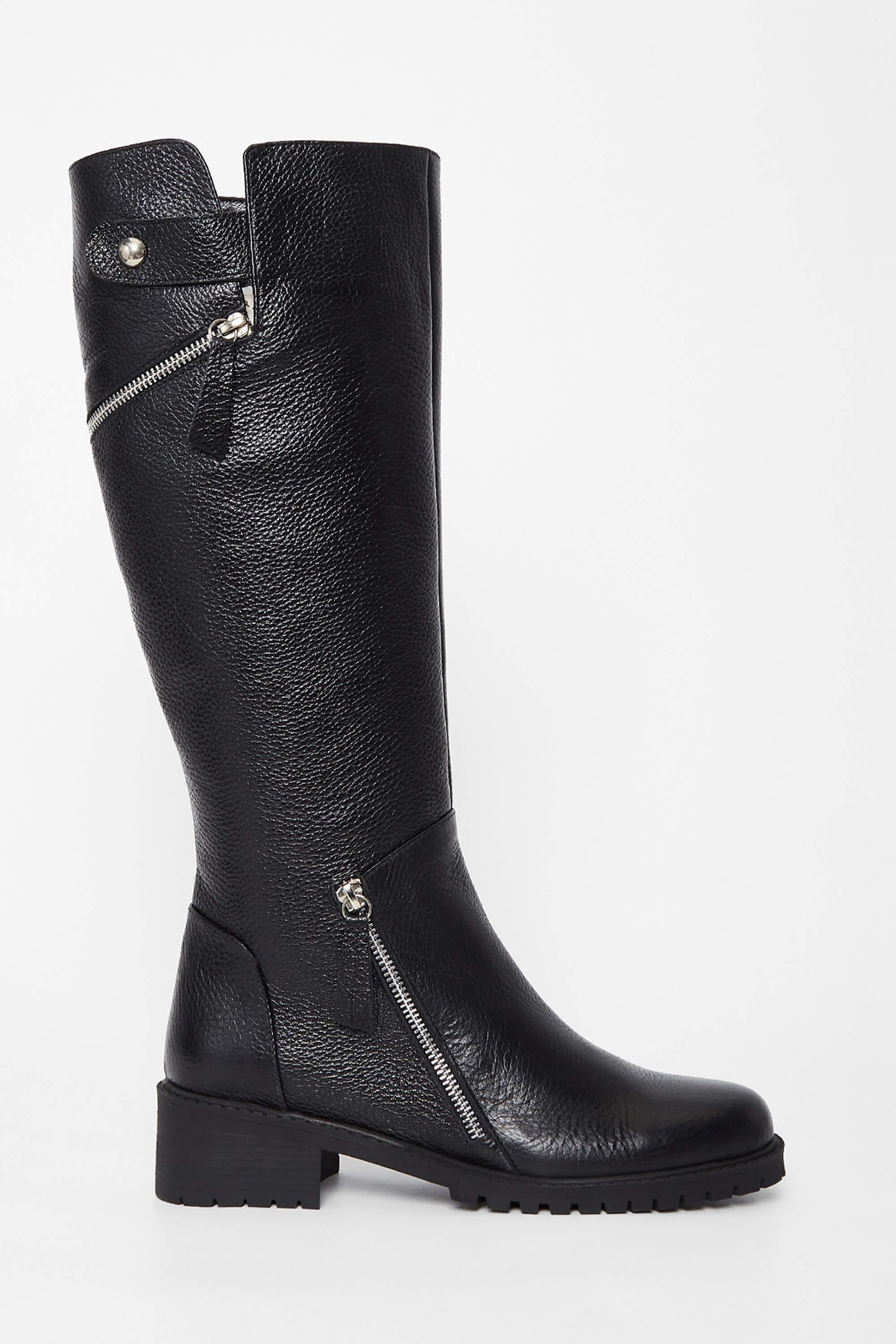 Tamer Tanca Kadın Hakiki Deri Siyah Casual Çizme