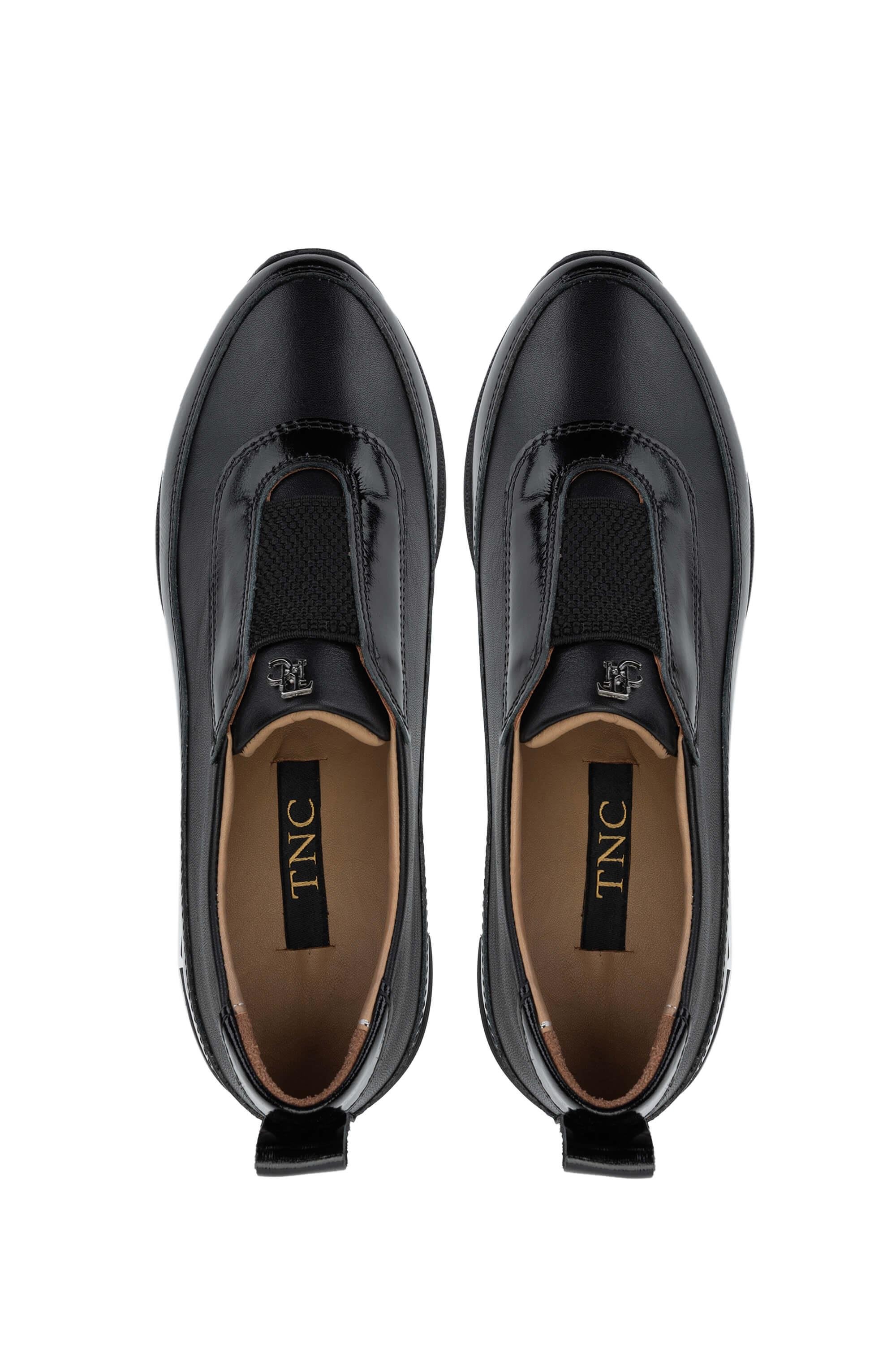 Tamer Tanca Kadın Hakiki Deri Siyah Casual Ayakkabı