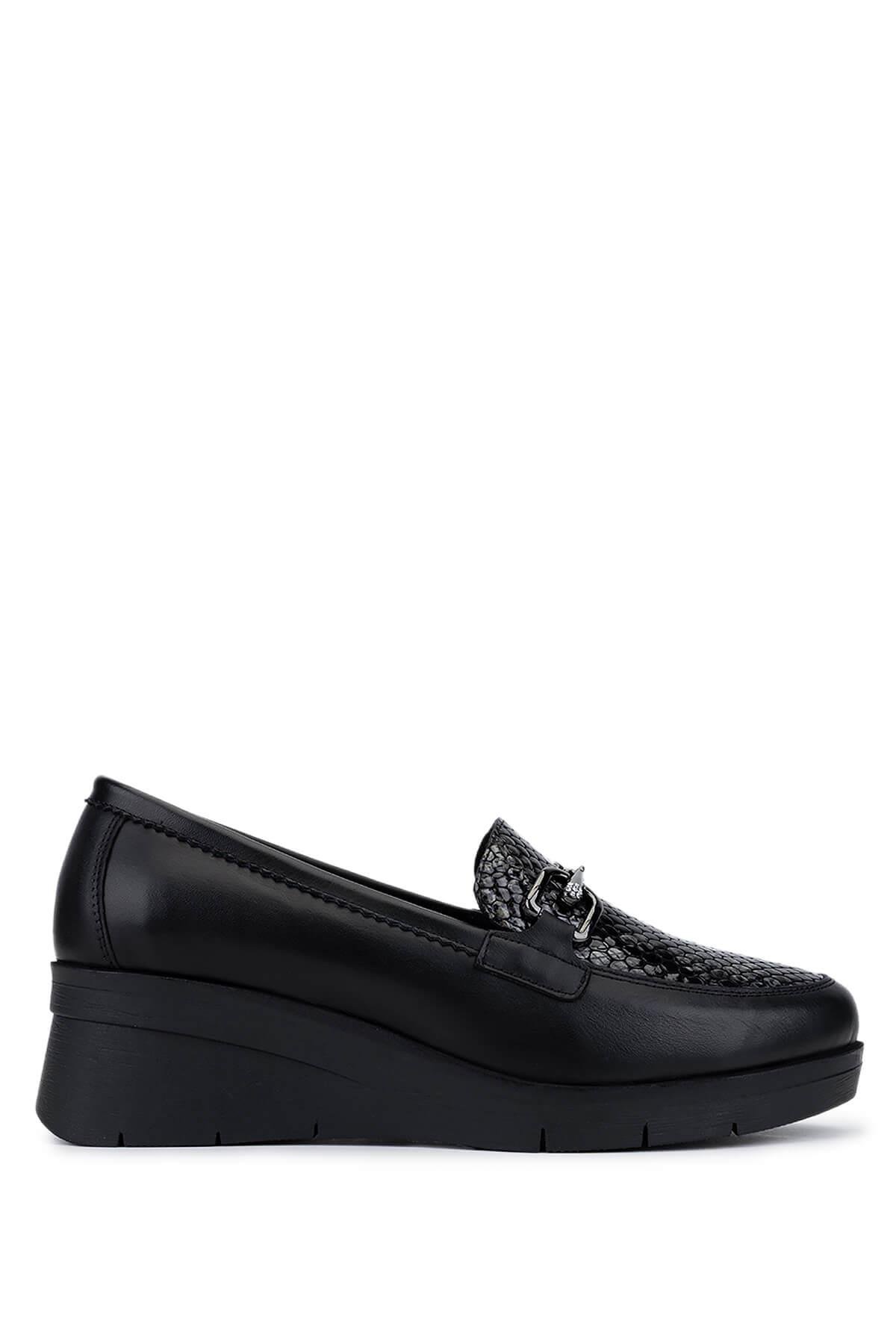 Tamer Tanca Kadın Hakiki Deri Siyah Comfort Ayakkabı